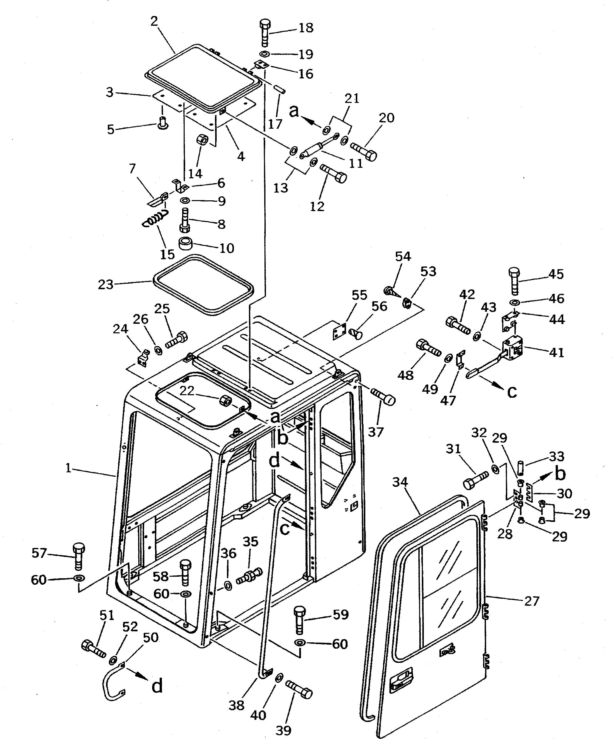 Komatsu parts book diagram for PC300LC-5K S/N K20001-UP: OPERATOR'S CAB (1/6) (CAB AND DOOR) (TBG SPEC.)(#K20001-.)