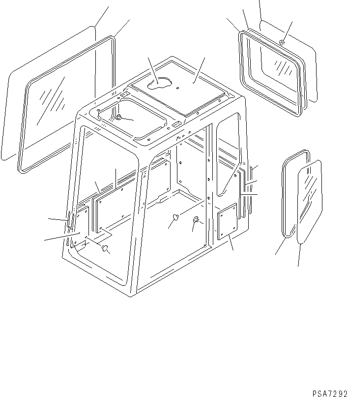 Komatsu parts book diagram for PC300LC-5K S/N K20001-UP: OPERATOR'S CAB (3/6) (SIDE WINDOW AND REAR WINDOW) (TBG SPEC.)