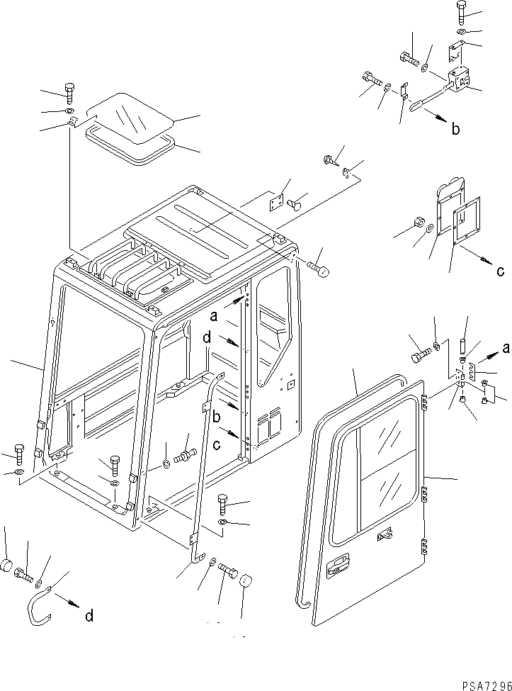 Komatsu parts book diagram for PC300LC-5K S/N K20001-UP: OPERATOR'S CAB (1/6) (CAB AND DOOR) (SCANDINAVIAN SPEC.)         (EC SAFETY REGULATION)(#K20407-)