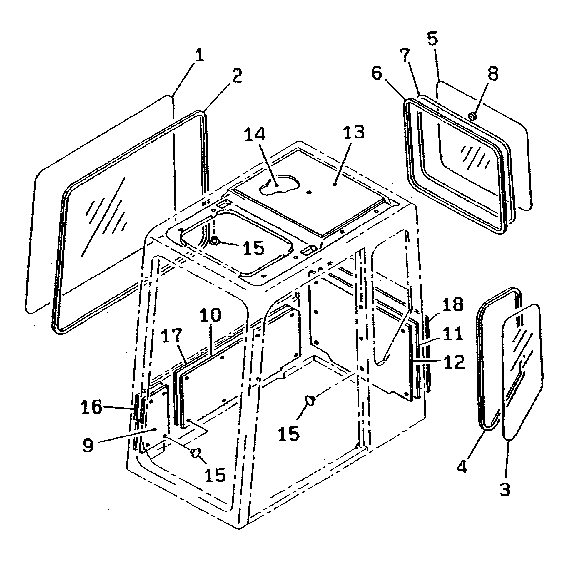 Komatsu parts book diagram for PC300LC-5K S/N K20001-UP: OPERATOR'S CAB (3/6) (SIDE WINDOW AND REAR WINDOW)               (SCANDINAVIAN SPEC.)