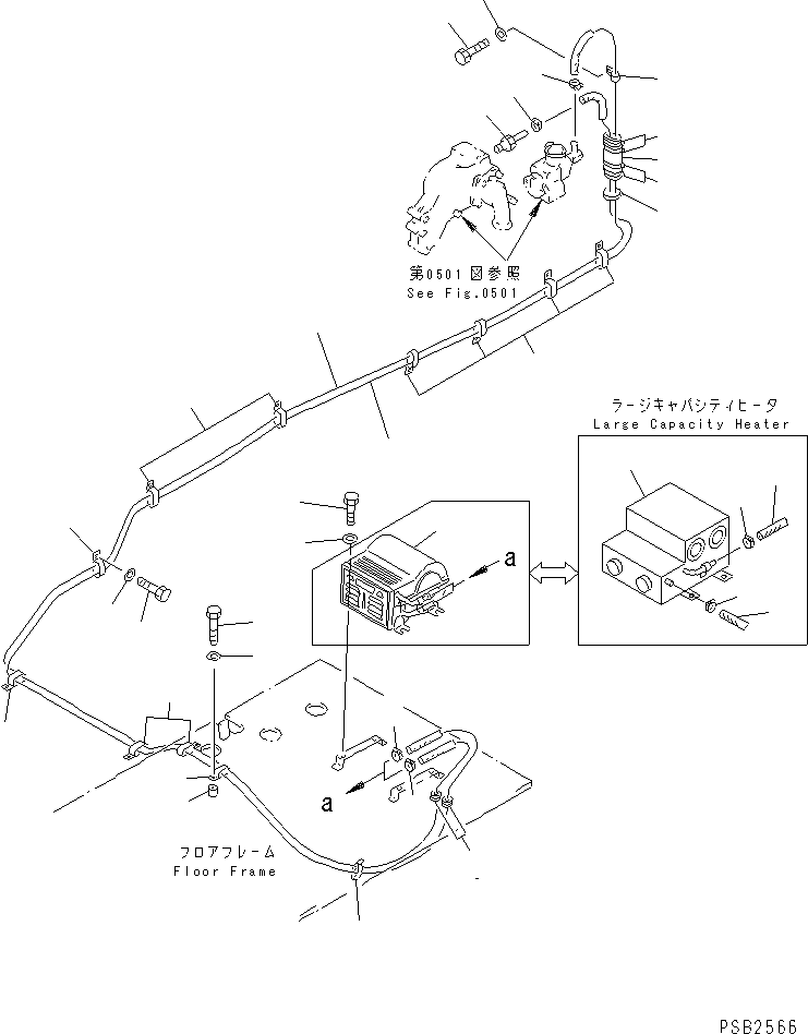 Komatsu parts book diagram for PC300LC-5K S/N K20001-UP: CAR HEATER AND PIPING