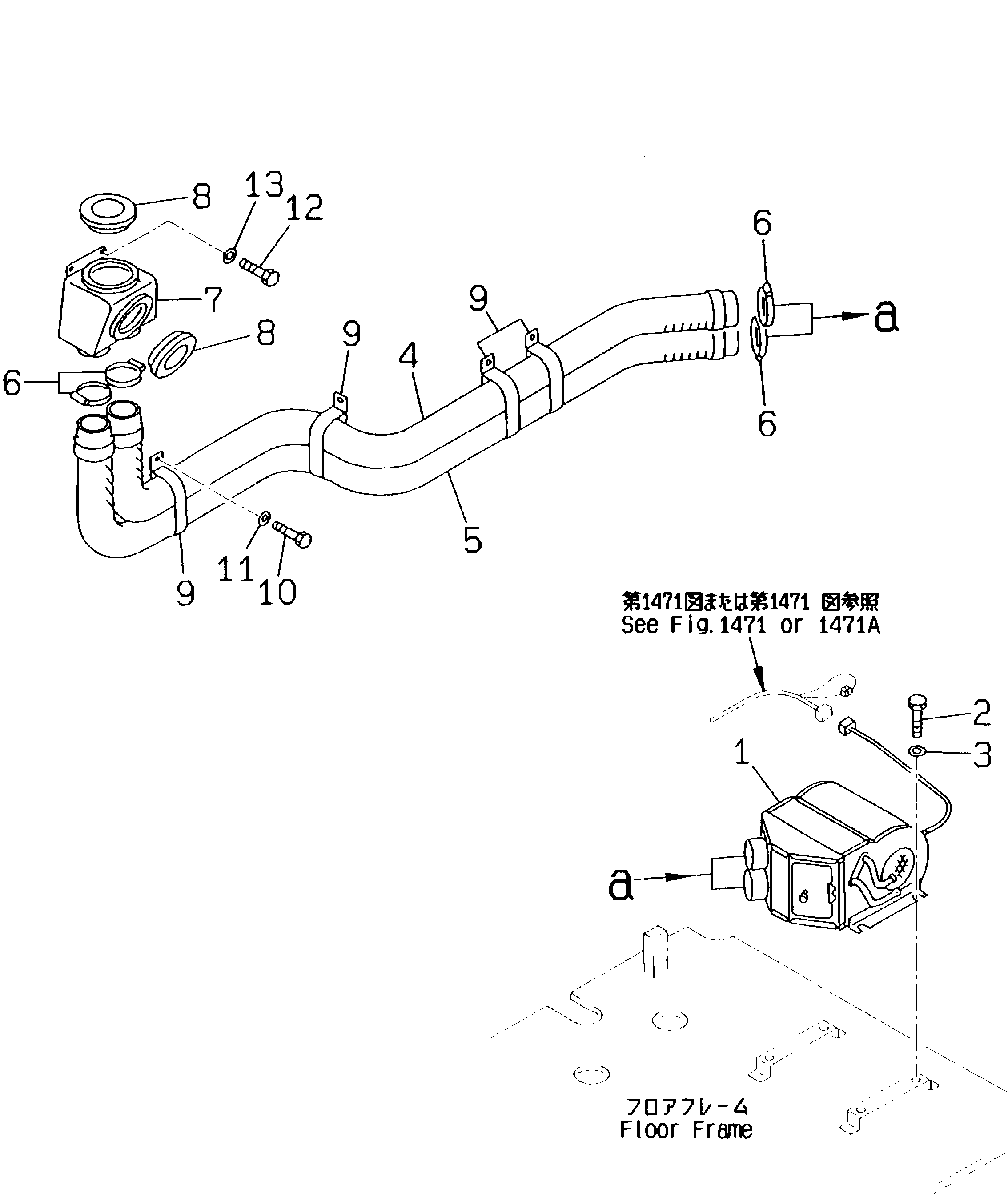 Komatsu parts book diagram for PC300LC-5K S/N K20001-UP: CAR HEATER AND PIPING (AIR)