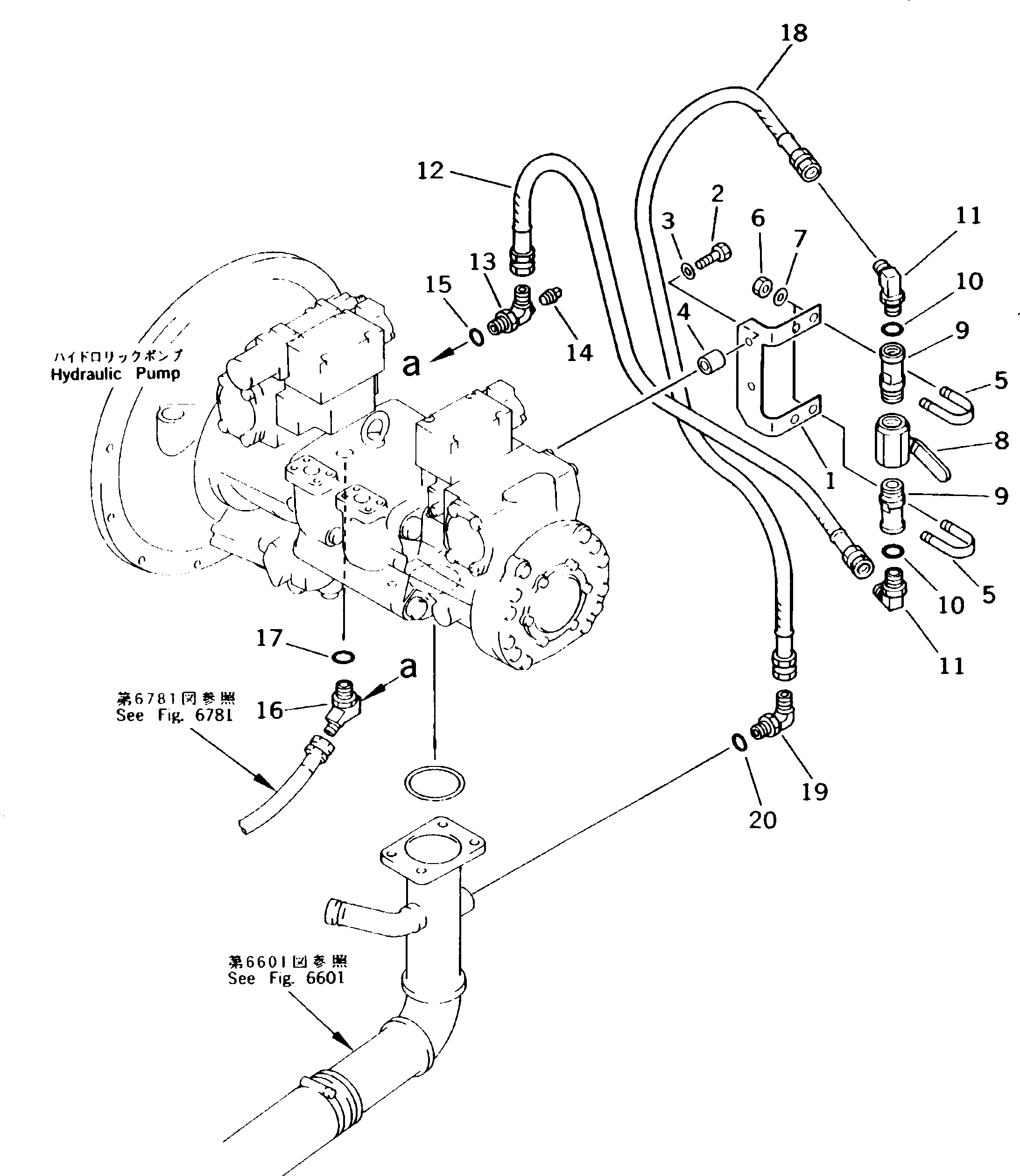 Komatsu parts book diagram for PC300LC-5K S/N K20001-UP: GEAR PUMP BYPASS LINE (COLD TERRAIN (B)SPEC.)