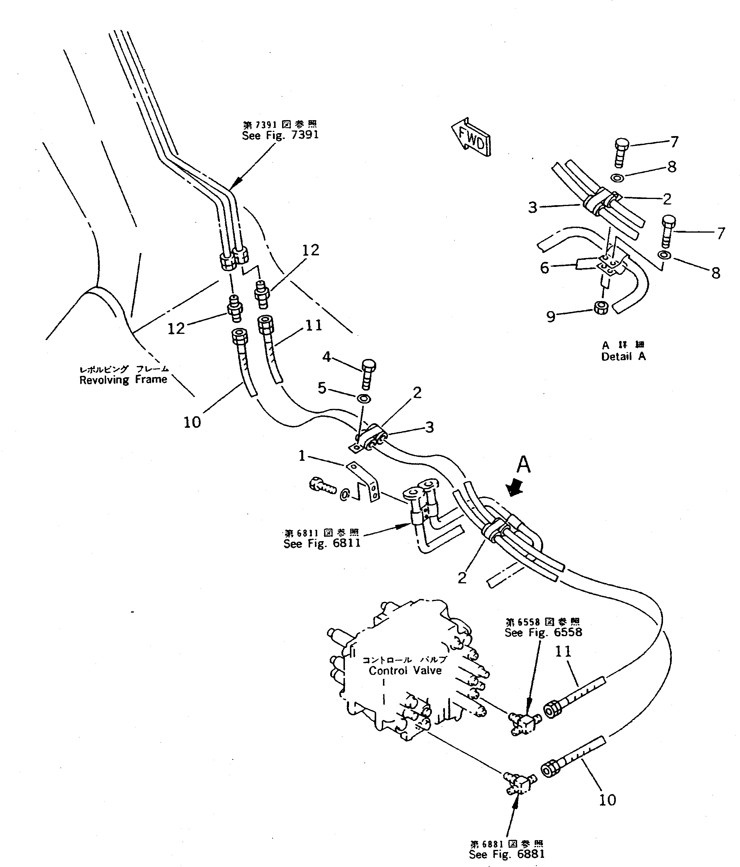 Komatsu parts book diagram for PC300LC-5K S/N K20001-UP: ARM CYLINDER LOCK VALVE PIPING (CHASSIS SIDE) (REXROTH)