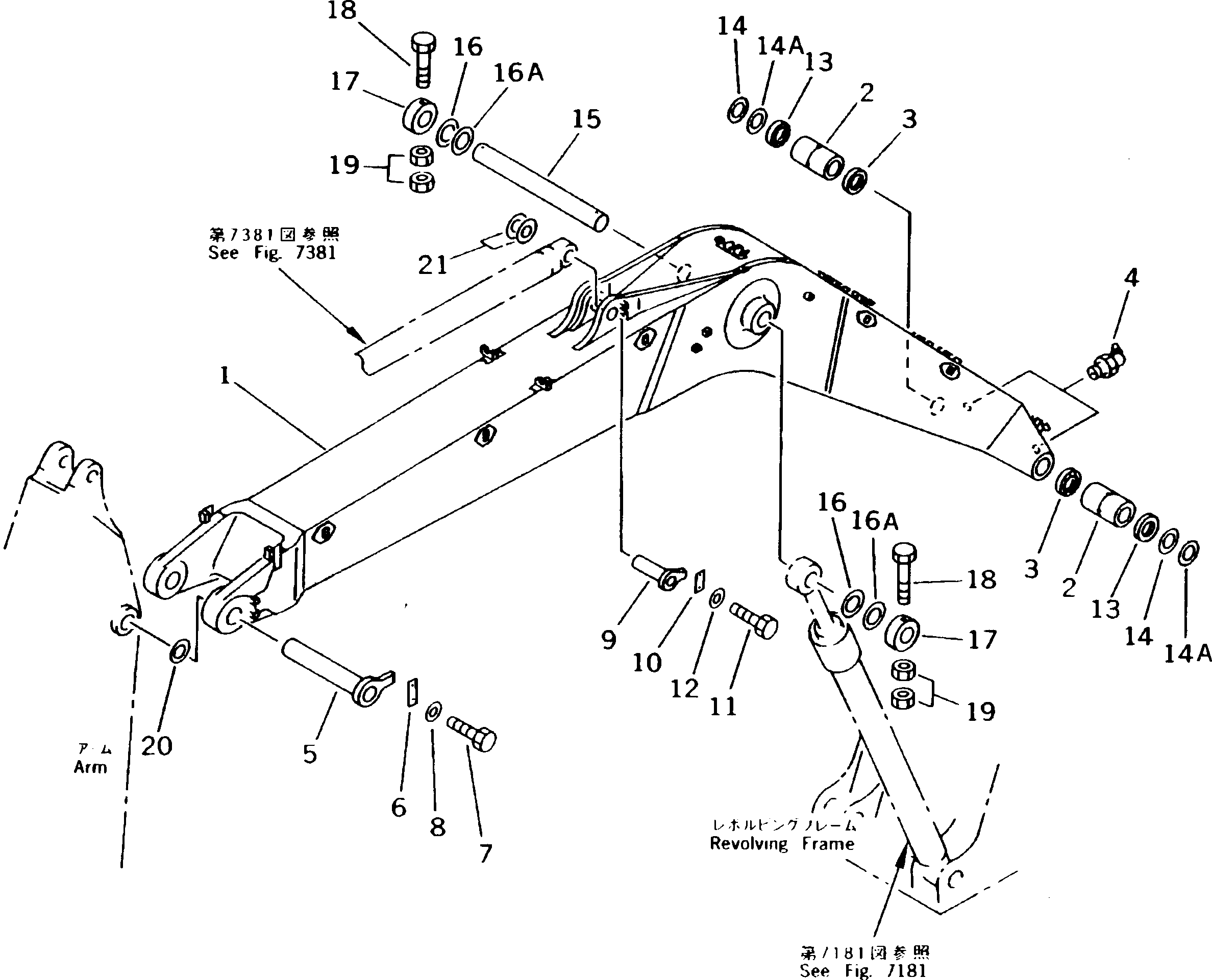 Komatsu parts book diagram for PC300LC-5K S/N K20001-UP: BOOM (FOR ADDITIONAL PIPING)(#K20001-K20406)