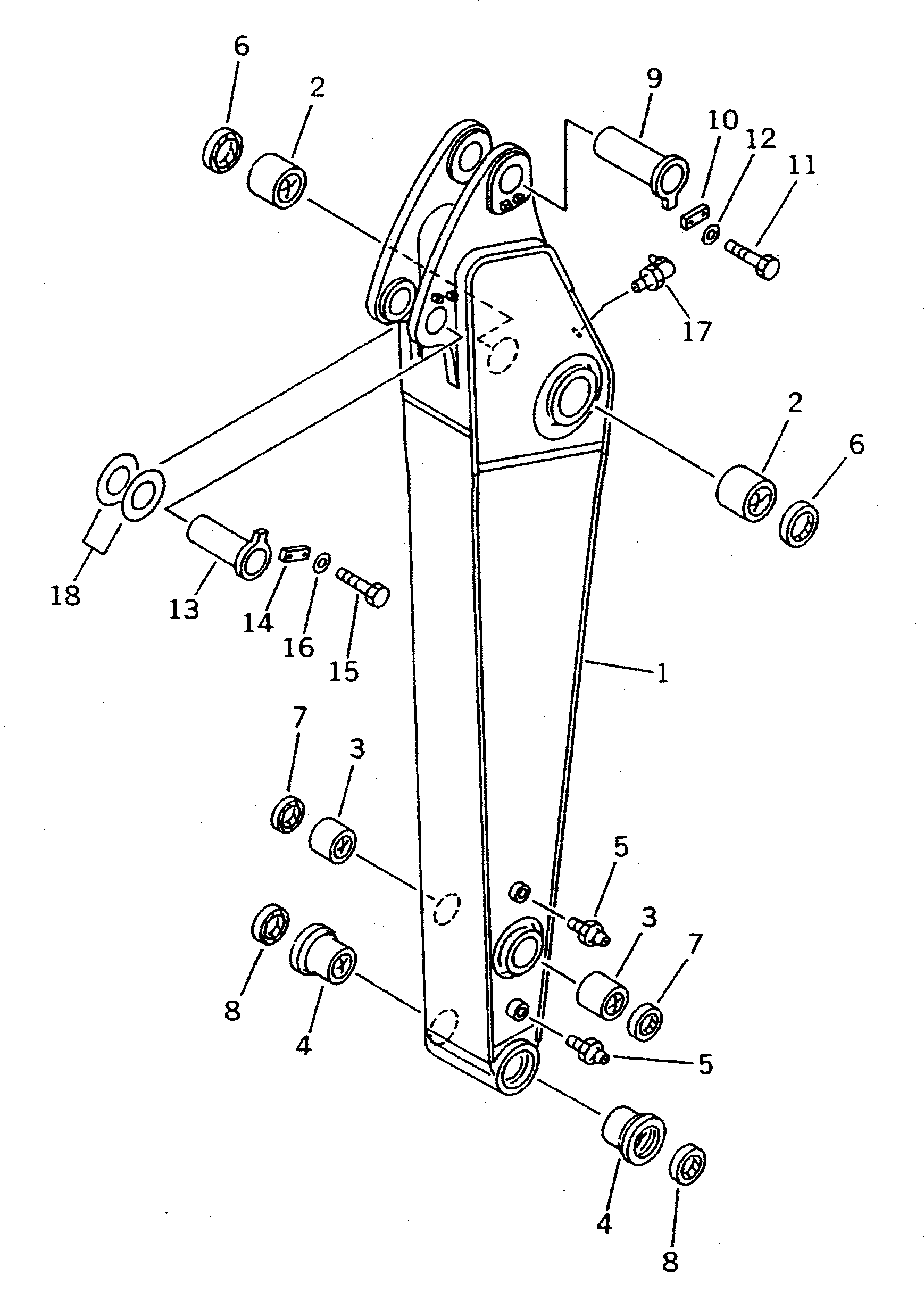 Komatsu parts book diagram for PC300LC-5K S/N K20001-UP: SHORT ARM ? 2.55M