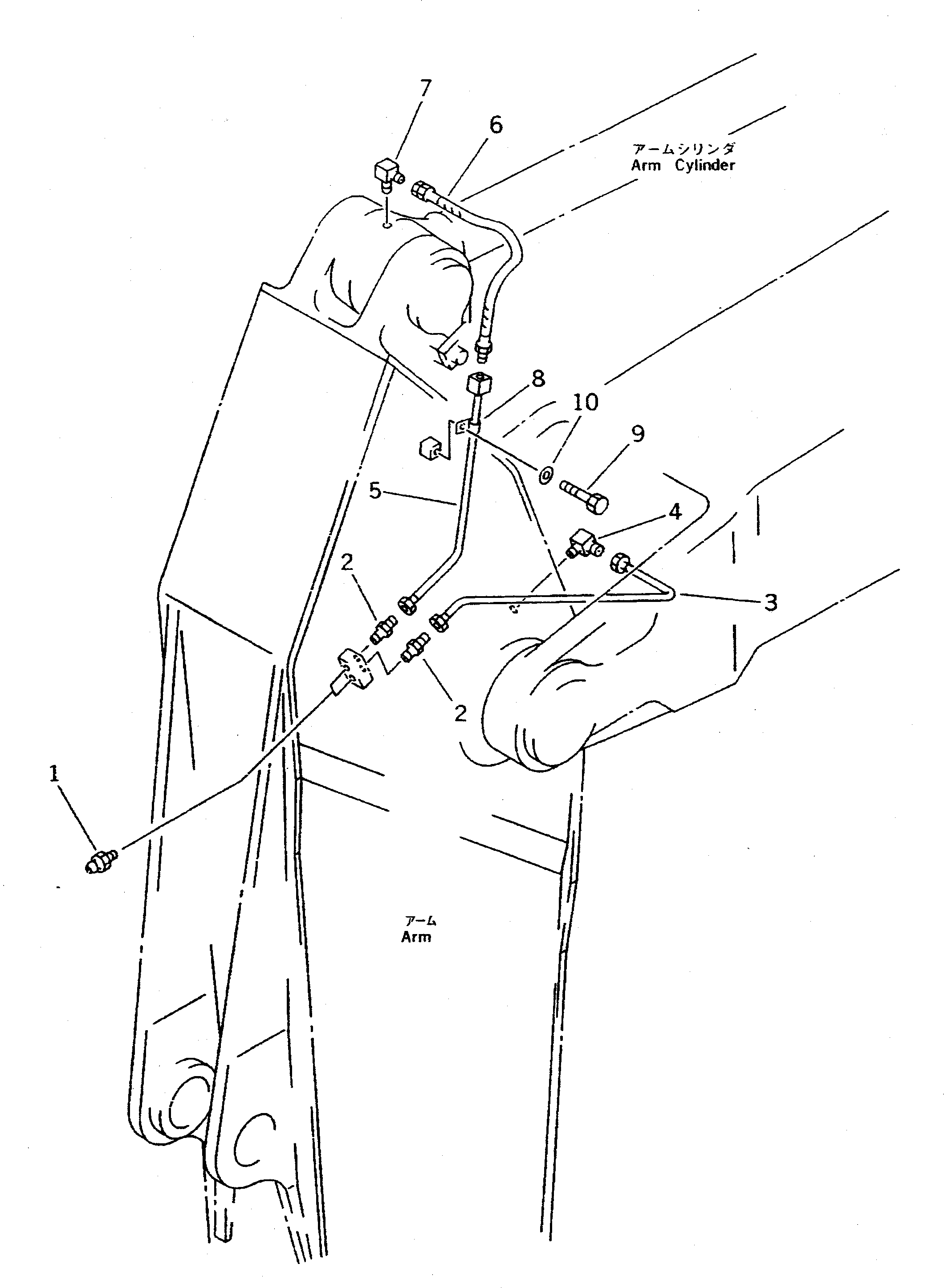 Komatsu parts book diagram for PC300LC-5K S/N K20001-UP: WORK EQUIPMENT LUBRICATION PIPING (ARM SIDE) (FOR LONG ARM)