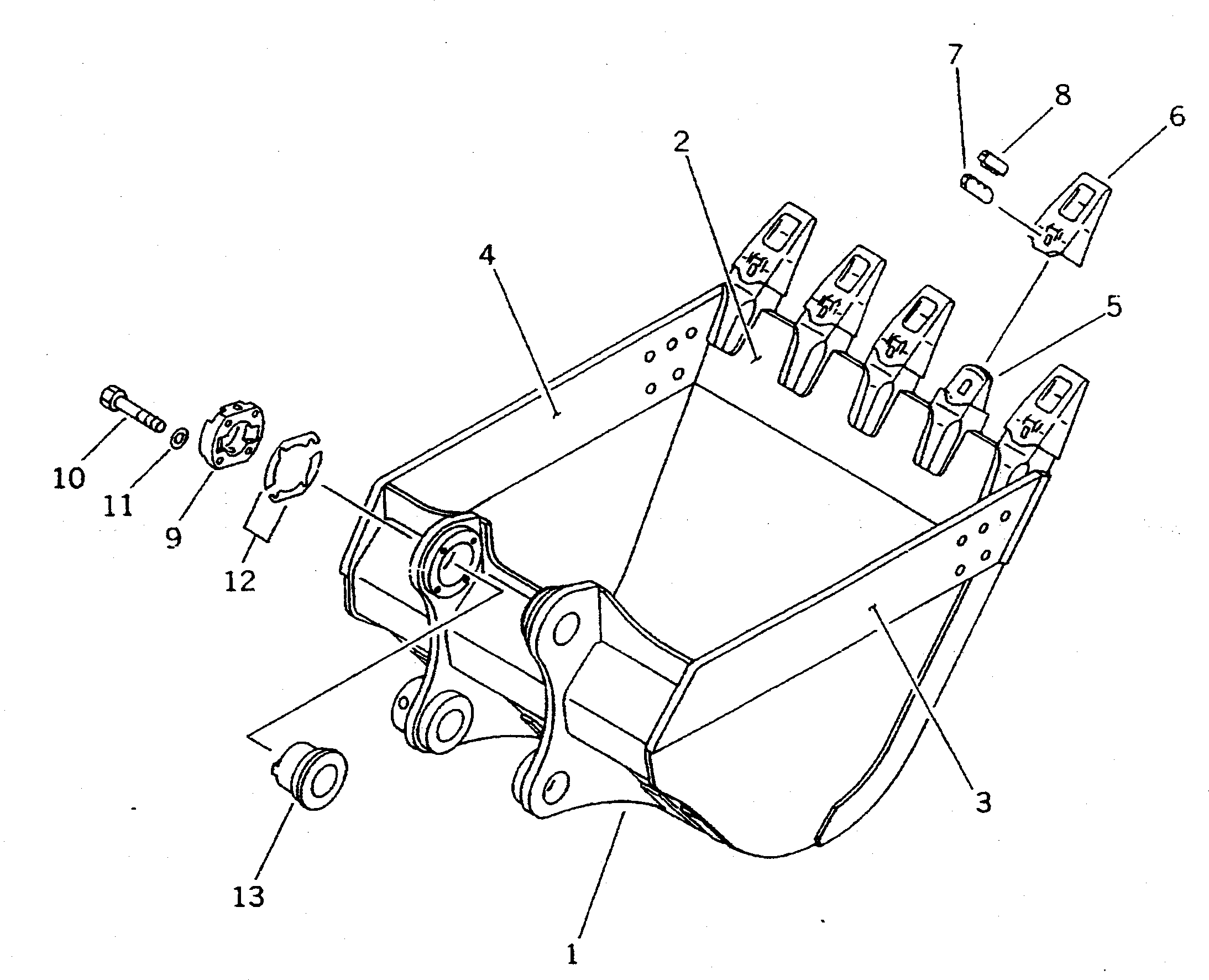 Komatsu parts book diagram for PC300LC-5K S/N K20001-UP: BUCKET 1.2M3 ? 1340MM (VERTICAL PIN TYPE)