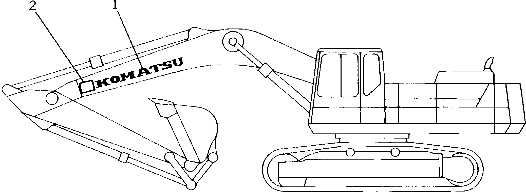 Komatsu parts book diagram for PC300LC-5K S/N K20001-UP: MARKS AND PLATES (WORK EQUIPMENT SIDE) (TBG SPEC.)(#K20001-K20406)