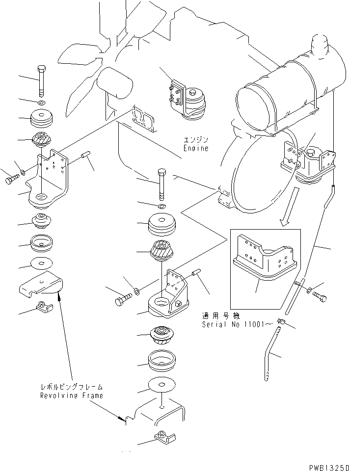Excavators Komatsu / PC300SC-6 S/N 10001-UP(pc300scr) / ENGINE MOUNTING(#10001-12002)(030020 : B0100-01A0)