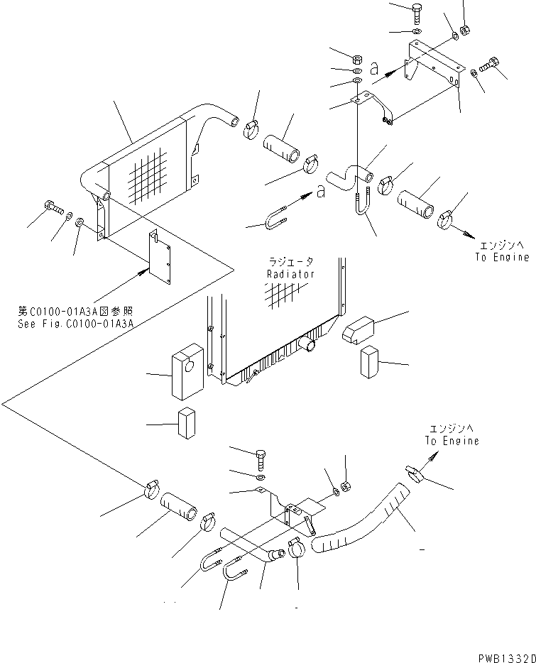 Excavators Komatsu / PC300SC-6 S/N 10001-UP(pc300scr) / COOLING (AFTER COOLER AND AIR COOLER) (SAE)(#11001-)(060060 : C0100-04A3A)