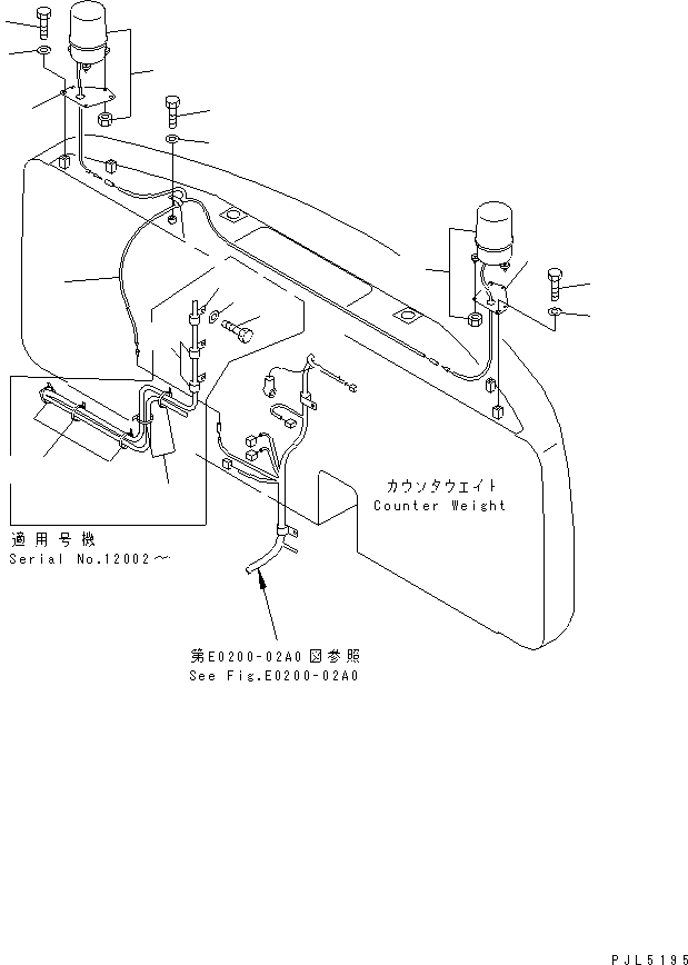 Excavators Komatsu / PC300SC-6 S/N 10001-UP(pc300scr) / COUNTER WEIGHT (LAMP)(#12001-)(120160 : E0200-09A1)