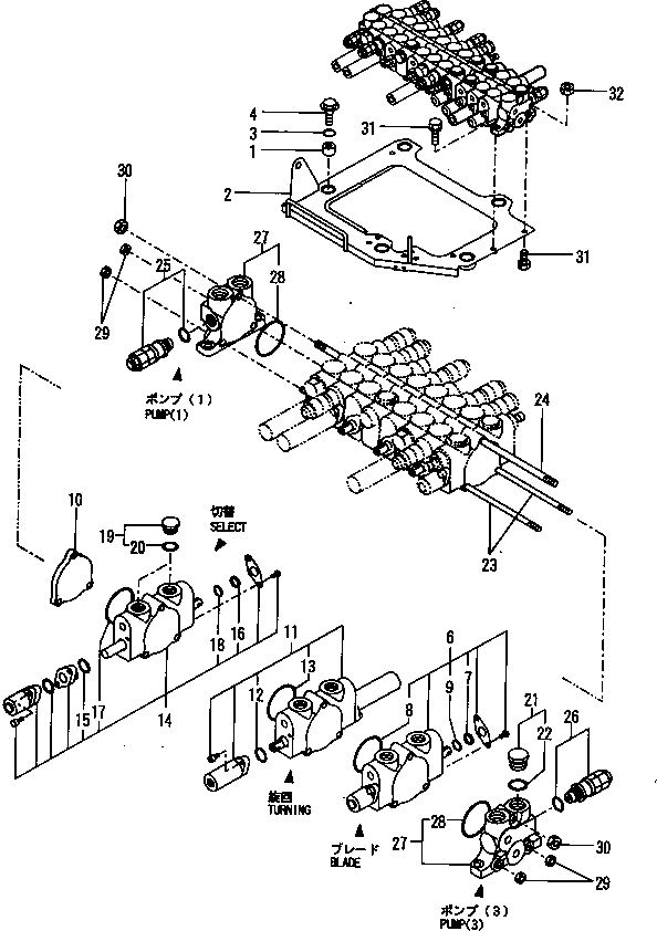 Excavators Komatsu / PC30FR-1 S/N 10001-UP(pc30fr-r) / CONTROL VALVE (1/2)(150040 : 6201-50)