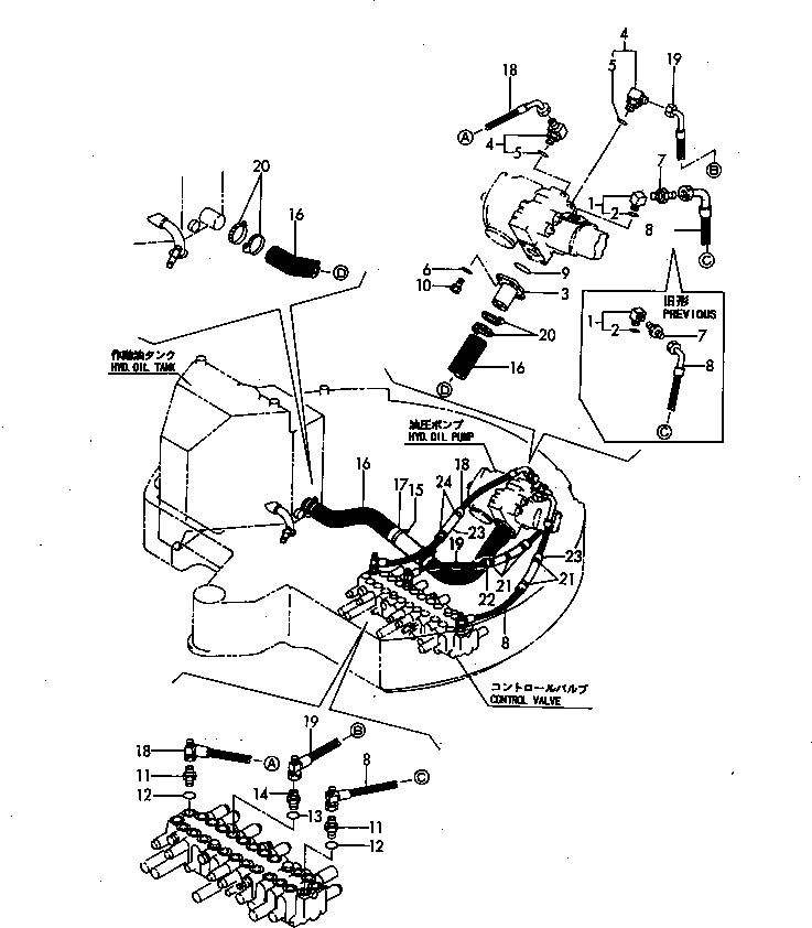 Excavators Komatsu / PC30FR-1 S/N 10001-UP(pc30fr-r) / HYDRAULIC PIPING (TANK TO PUMP  ? PUMP TO VALVE)(150110 : 6501-55)