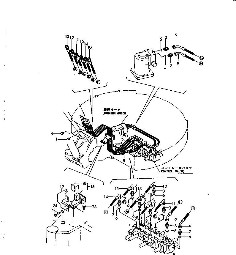 Excavators Komatsu / PC30FR-1 S/N 10001-UP(pc30fr-r) / HYDRAULIC PIPING (VALVE TO TURNING MOTOR ?BOOM)(#10001-11000)(150120 : 6502-56)