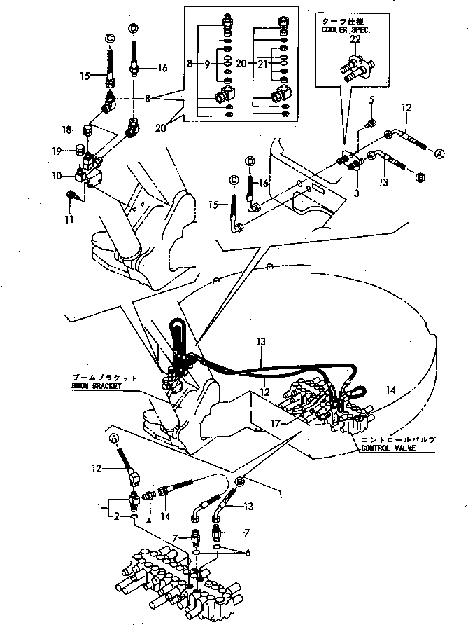 Excavators Komatsu / PC30FR-1 S/N 10001-UP(pc30fr-r) / HYDRAULIC PIPING (VALVE TO BOOM SWING BRACKET) (FOR P.T.O.)(150190 : 6541-59)