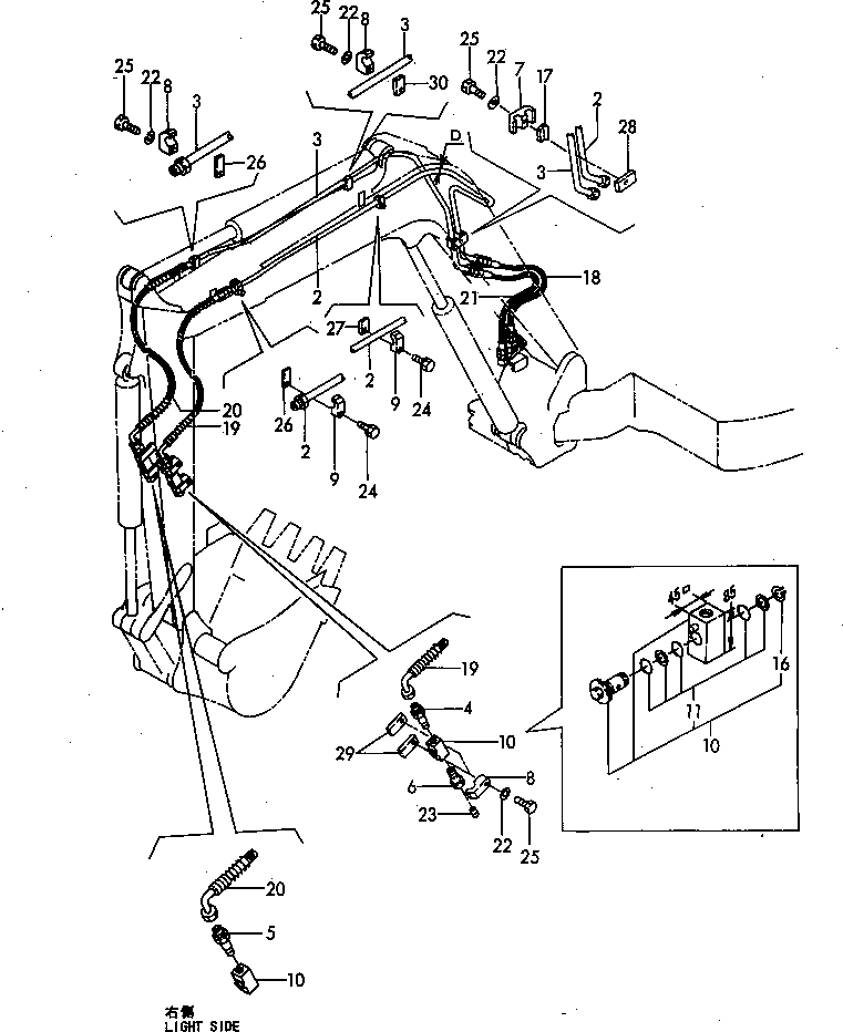 Excavators Komatsu / PC30FR-1 S/N 10001-UP(pc30fr-r) / HYDRAULIC PIPING (BOOM SWING BRACKET TO ARM END) (FOR P.T.O.)(#10001-10251)(150200 : 6543-62)