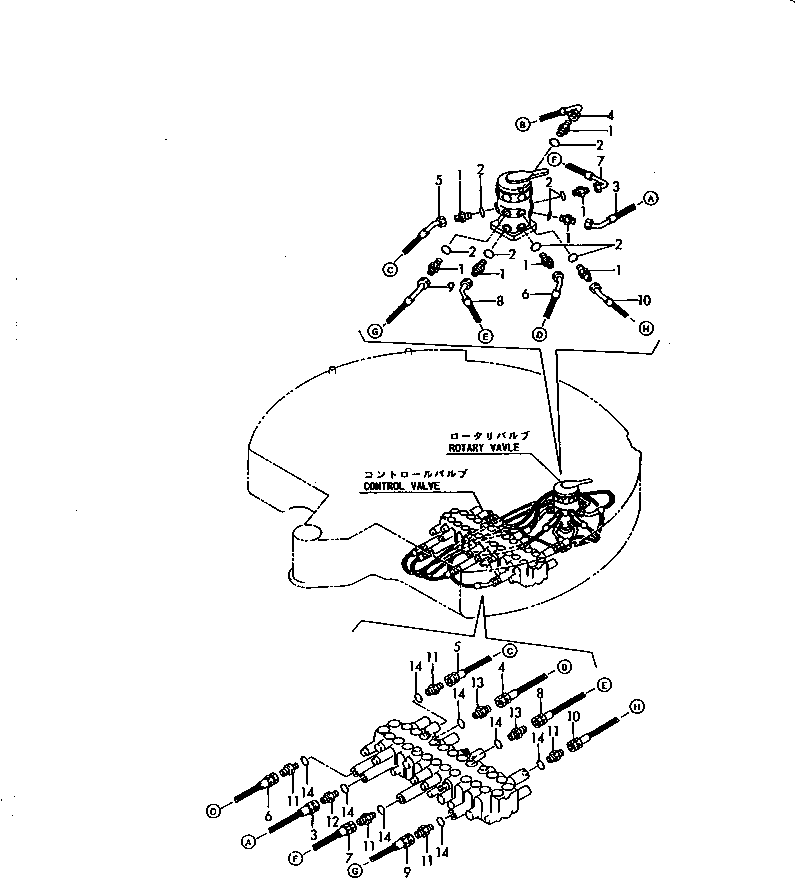 Excavators Komatsu / PC30FR-1 S/N 10001-UP(pc30fr-r) / CONTROL PIPING (MULTI CHANGE VALVE TO CONTROL VALVE)(150250 : 6622-66)