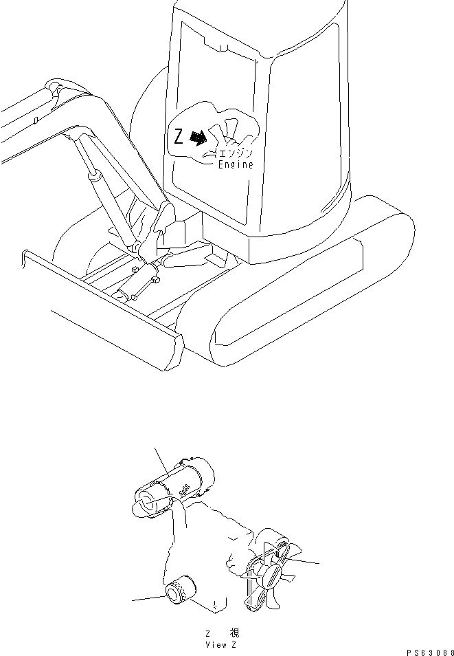 Excavators Komatsu / PC30FR-1 S/N 10001-UP(pc30fr-r) / ELEMENT AND V-BELT (1/2)(240010 : Z0100-01A0)