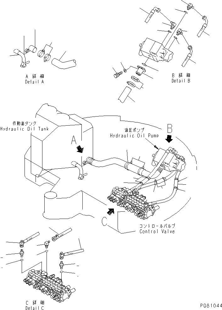 Excavators Komatsu / PC30FR-2 S/N 20001-UP(pc30fr0r) / HYDRAULIC PIPING (SUCTION AND DELIVERY LINE) (TANK-PUMP-VALVE)(150050 : H0311-01A0)