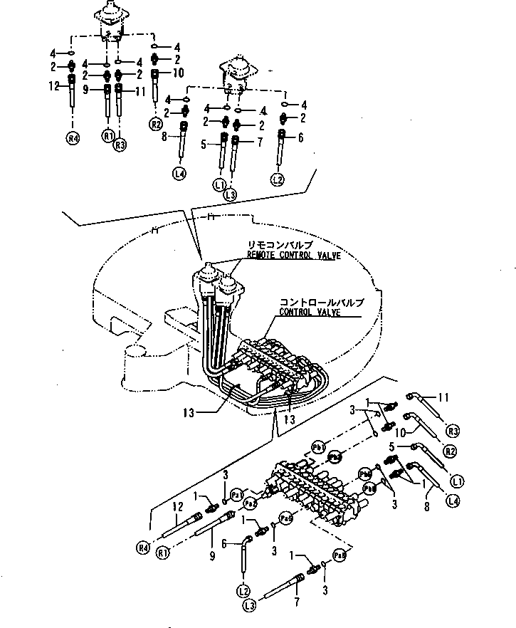 Excavators Komatsu / PC30FR-2 S/N 20001-UP(pc30fr0r) / WORK EQUIPMENT CONTROL PIPING (MAIN LINE)(150120 : H1840-02A0)