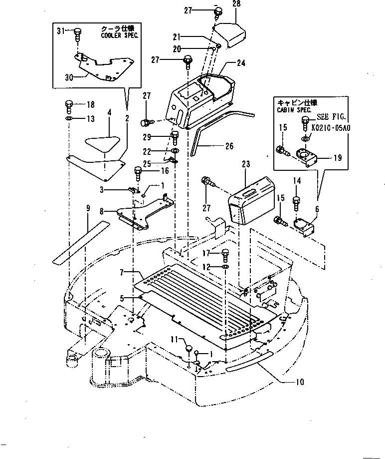 Excavators Komatsu / PC30FR-2 S/N 20001-UP(pc30fr0r) / FLOWER PLATE AND INSTRUMENT PANEL(240010 : M1110-01A0)