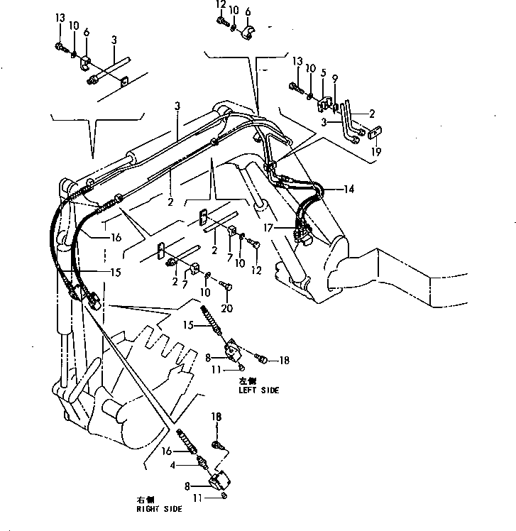 Excavators Komatsu / PC30FR-2 S/N 20001-UP(pc30fr0r) / HYDRAULIC PIPING (P.T.O. BOOM AND ARM LINE)(FOR CANOPY)(360030 : T1110-03A0)