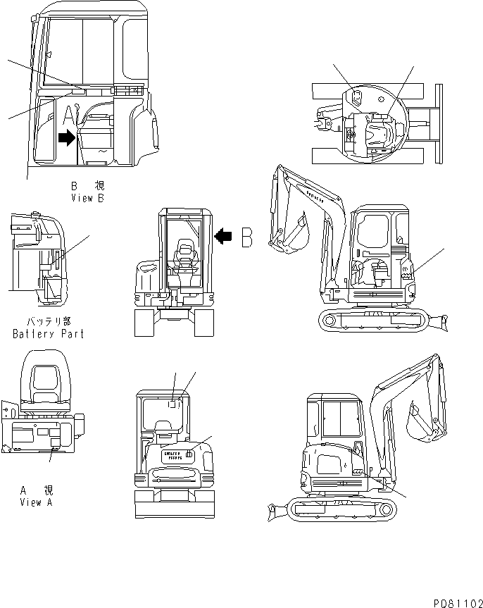 Excavators Komatsu / PC30FR-2 S/N 20001-UP(pc30fr0r) / PLATES (SAFETY LABELE) (FOR CAB)(390040 : U0300-01A1)