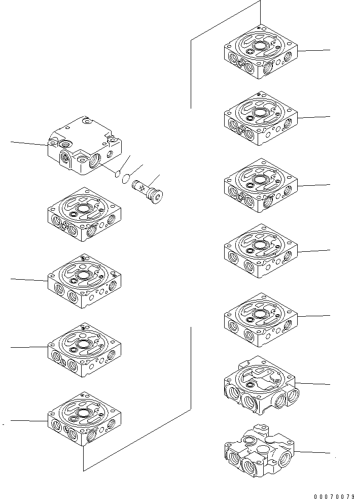 Excavators Komatsu / PC30MR-3(JPN)-FOR CANOPY S/N 30001-UP(pc30mr-b) / MAIN VALVE (9-VALVE) (1/12) (EXCEPT JAPAN)(390190 : Y1662-21A0)