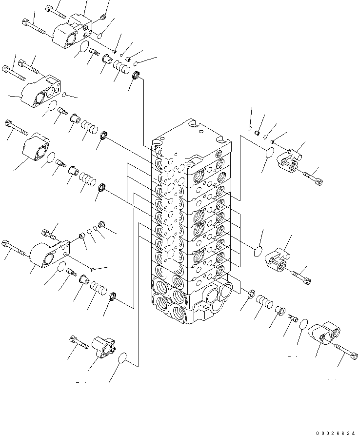 Excavators Komatsu / PC30MR-3(JPN)-FOR CANOPY S/N 30001-UP(pc30mr-b) / MAIN VALVE (9-VALVE) (4/12) (EXCEPT JAPAN)(390220 : Y1662-24A0)