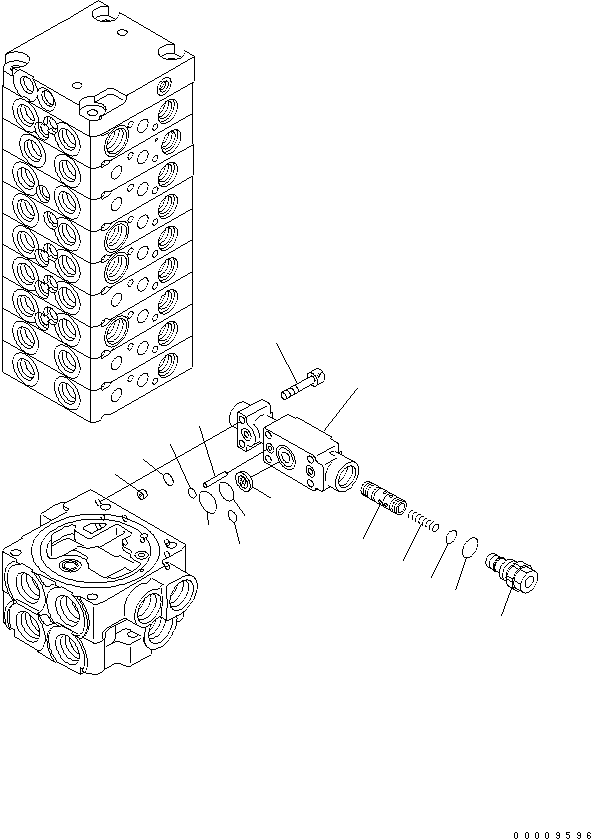 Excavators Komatsu / PC30MR-3(JPN)-FOR CANOPY S/N 30001-UP(pc30mr-b) / MAIN VALVE (9-VALVE) (8/12) (EXCEPT JAPAN)(390260 : Y1662-28A0)