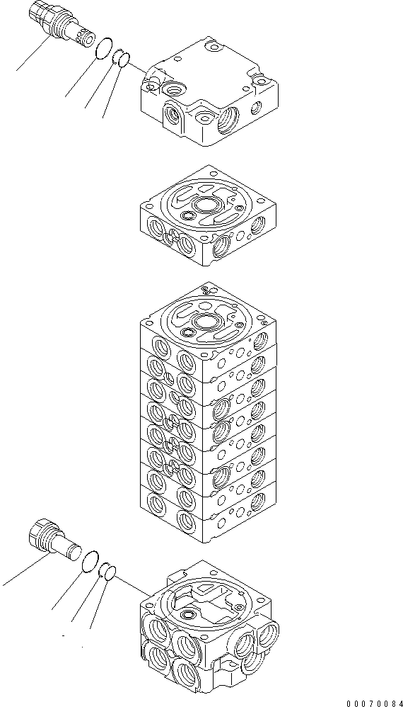 Excavators Komatsu / PC30MR-3(JPN)-FOR CANOPY S/N 30001-UP(pc30mr-b) / MAIN VALVE (9-VALVE) (9/12) (EXCEPT JAPAN)(390270 : Y1662-29A0)