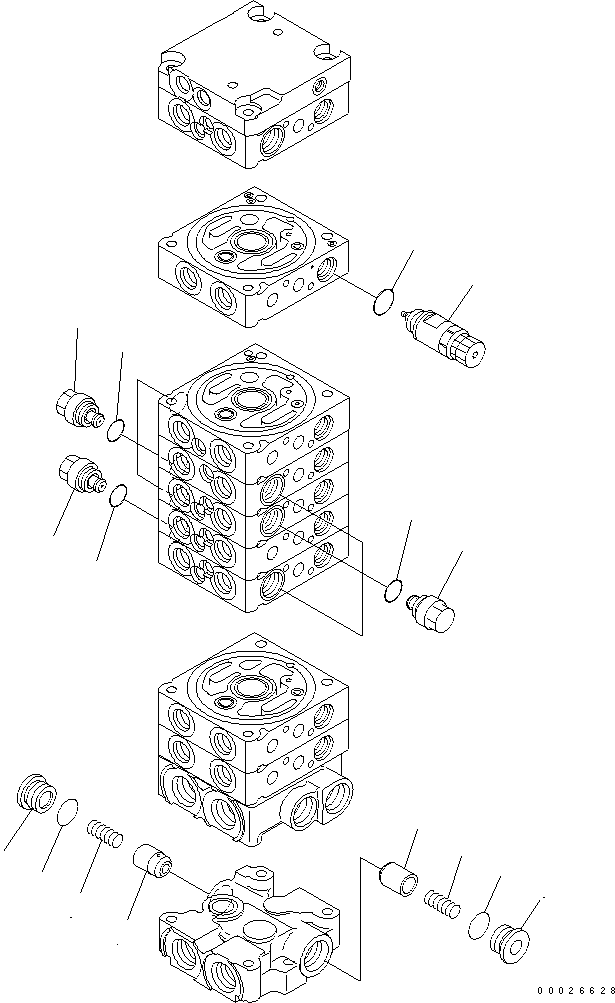 Excavators Komatsu / PC30MR-3(JPN)-FOR CANOPY S/N 30001-UP(pc30mr-b) / MAIN VALVE (9-VALVE) (11/12) (EXCEPT JAPAN)(390290 : Y1662-31A0)
