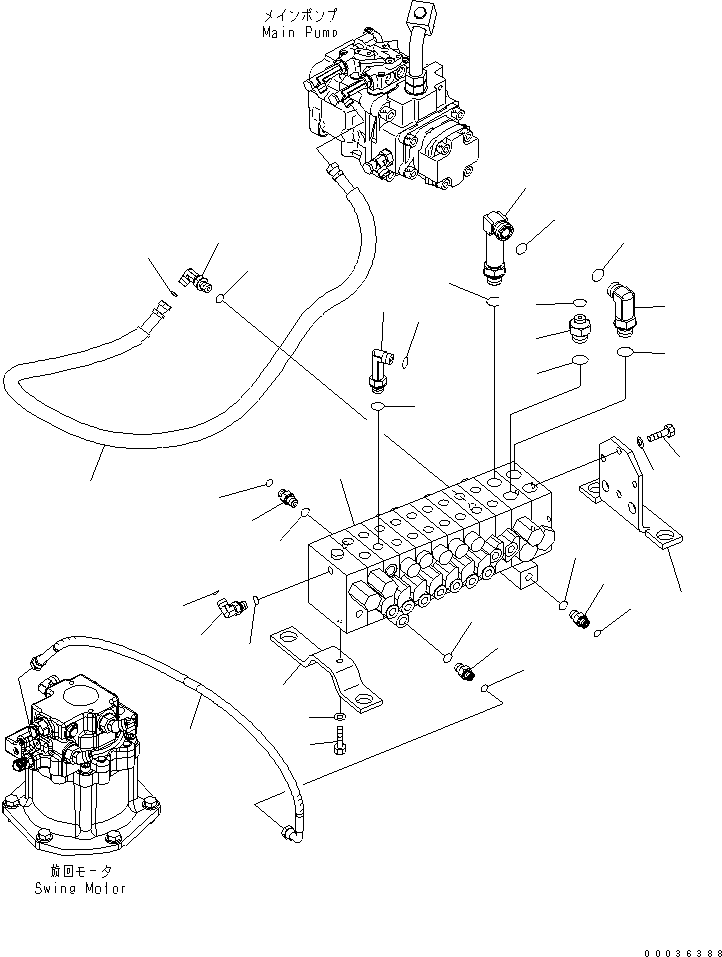 Excavators Komatsu / PC30MR-2 S/N 20001-UP (Canopy Spec.)(pc30mr0c) / MAIN VALVE (CONNECTING PARTS) (1/3) (1 ATT.(2-WAY) + ARM UP)(150040 : H0120-01B6)