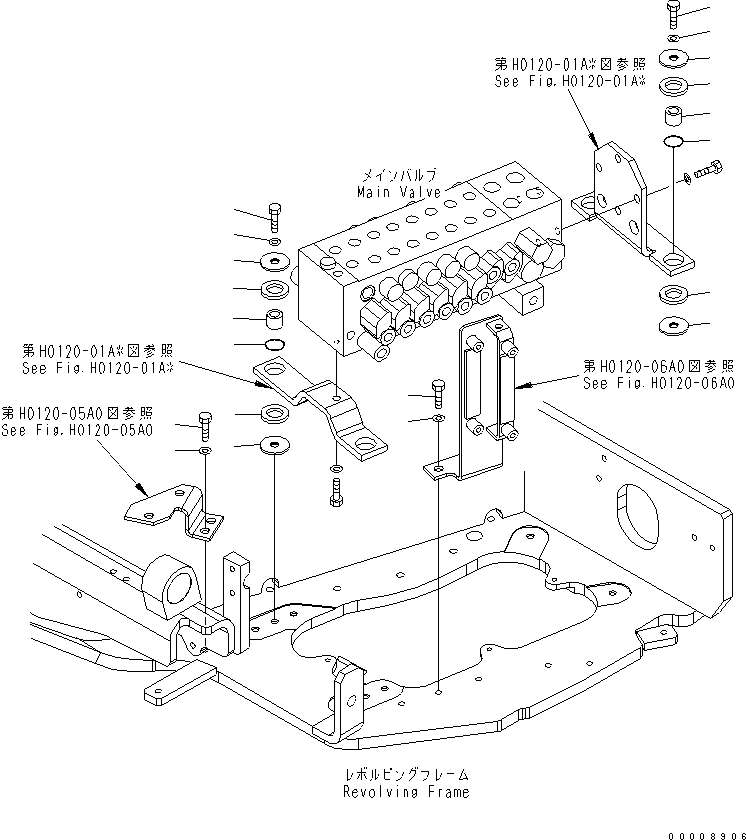Excavators Komatsu / PC30MR-2-A S/N 20001-UP(pc30mr0r) / MAIN VALVE (MOUNTING PARTS)(150110 : H0120-08A0)