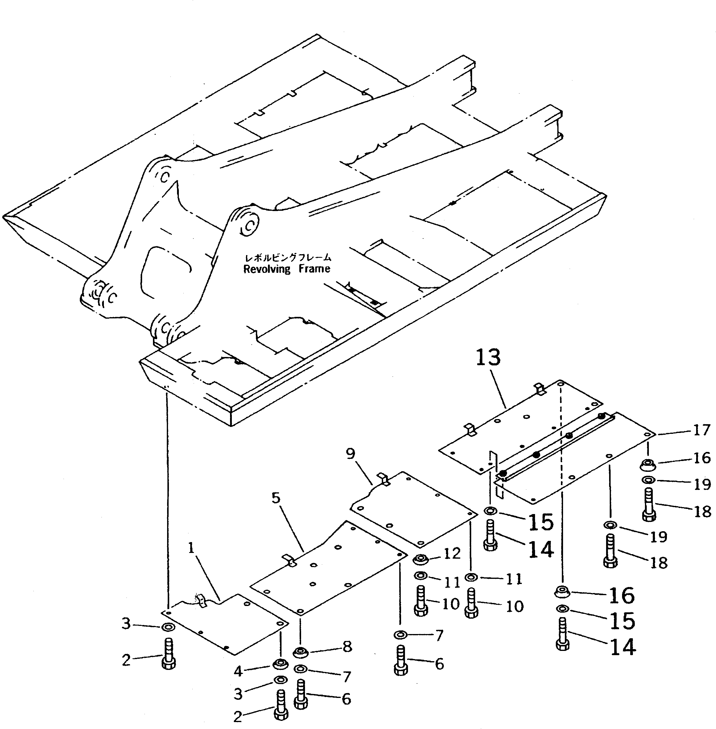 Komatsu parts book diagram for PC310LC-5 S/N 10001-UP: UNDER COVER (FOR FRAME L.H.) (HEAVY DUTY)