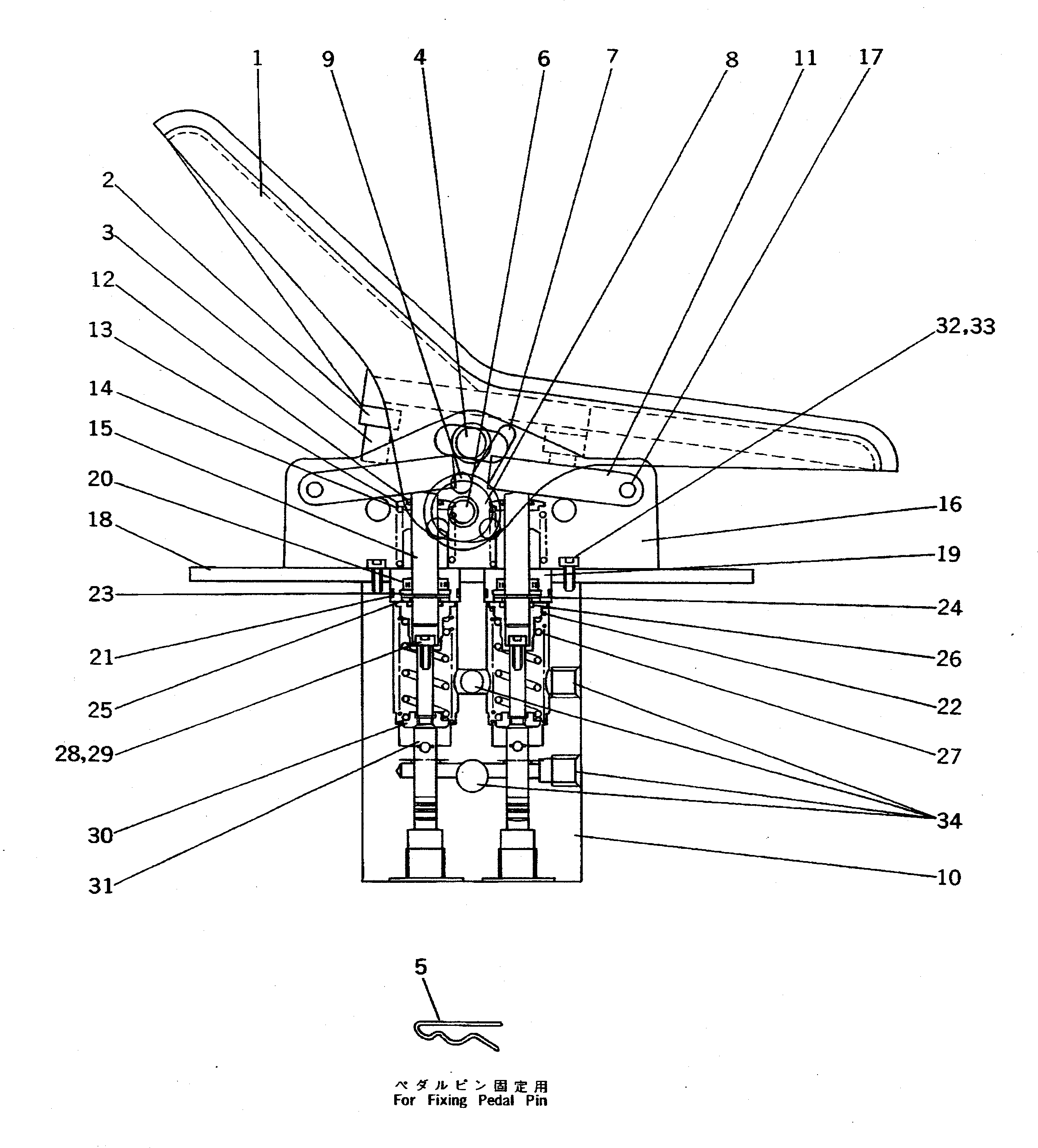 Komatsu parts book diagram for PC310LC-5 S/N 10001-UP: CONTROL PEDAL (FOR ADDITIONAL PIPING)