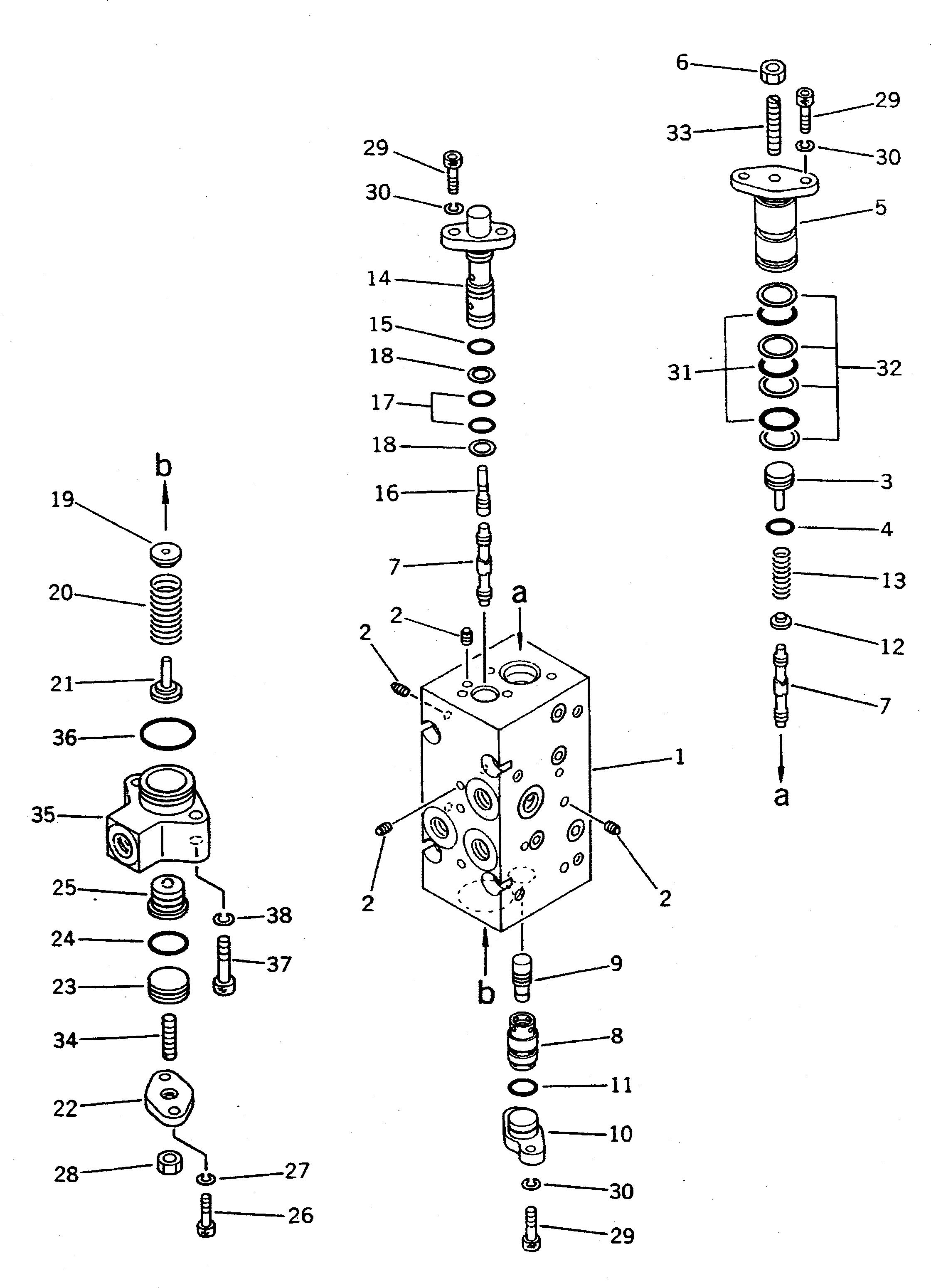Komatsu parts book diagram for PC310LC-5 S/N 10001-UP: HYDRAULIC PUMP (10/16) (SERVO VALVE ? FRONT) (3/4)