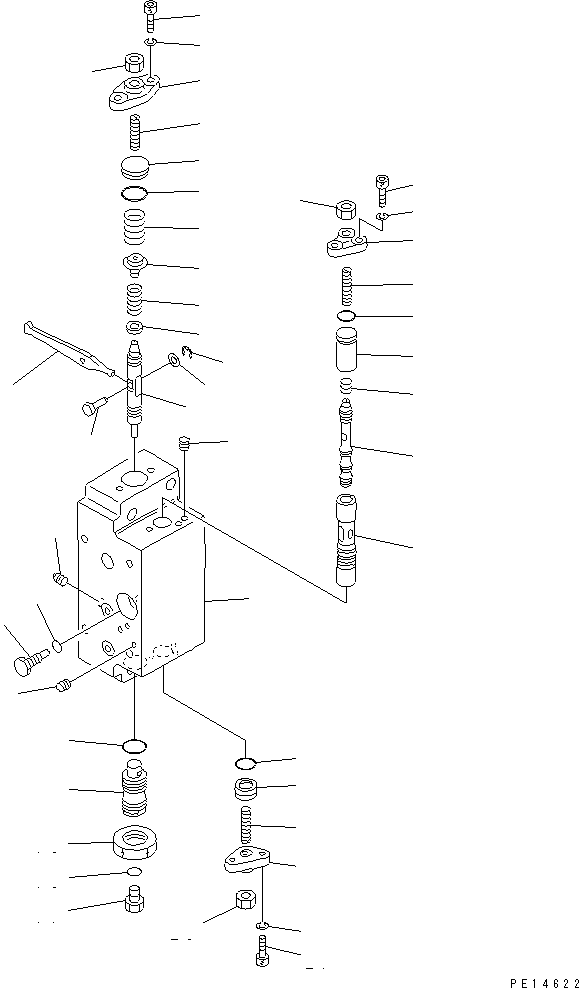 Komatsu parts book diagram for PC310LC-5 S/N 10001-UP: HYDRAULIC PUMP (13/16) (SERVO VALVE ? REAR) (2/3)
