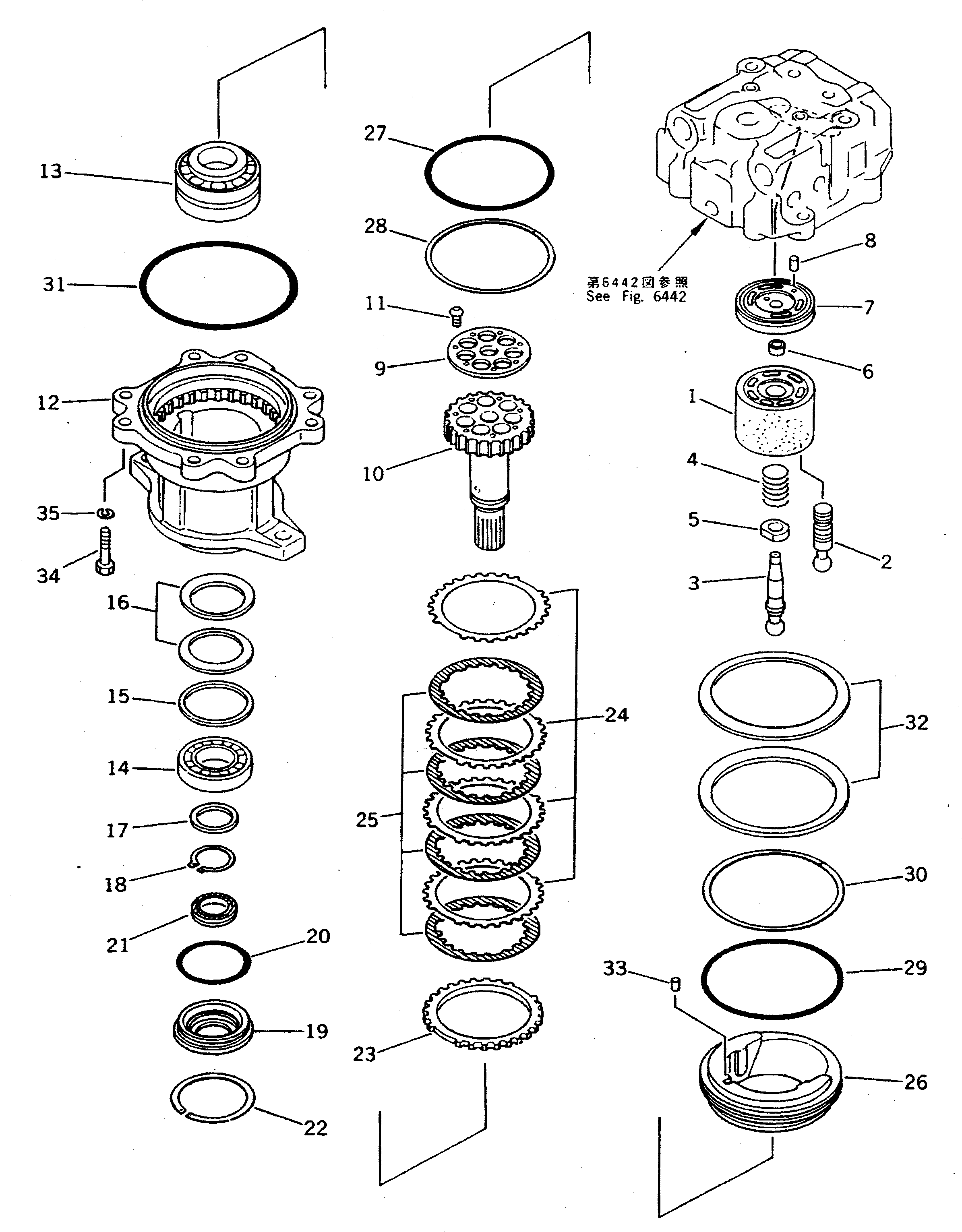 Komatsu parts book diagram for PC310LC-5 S/N 10001-UP: SWING MOTOR (1/2)