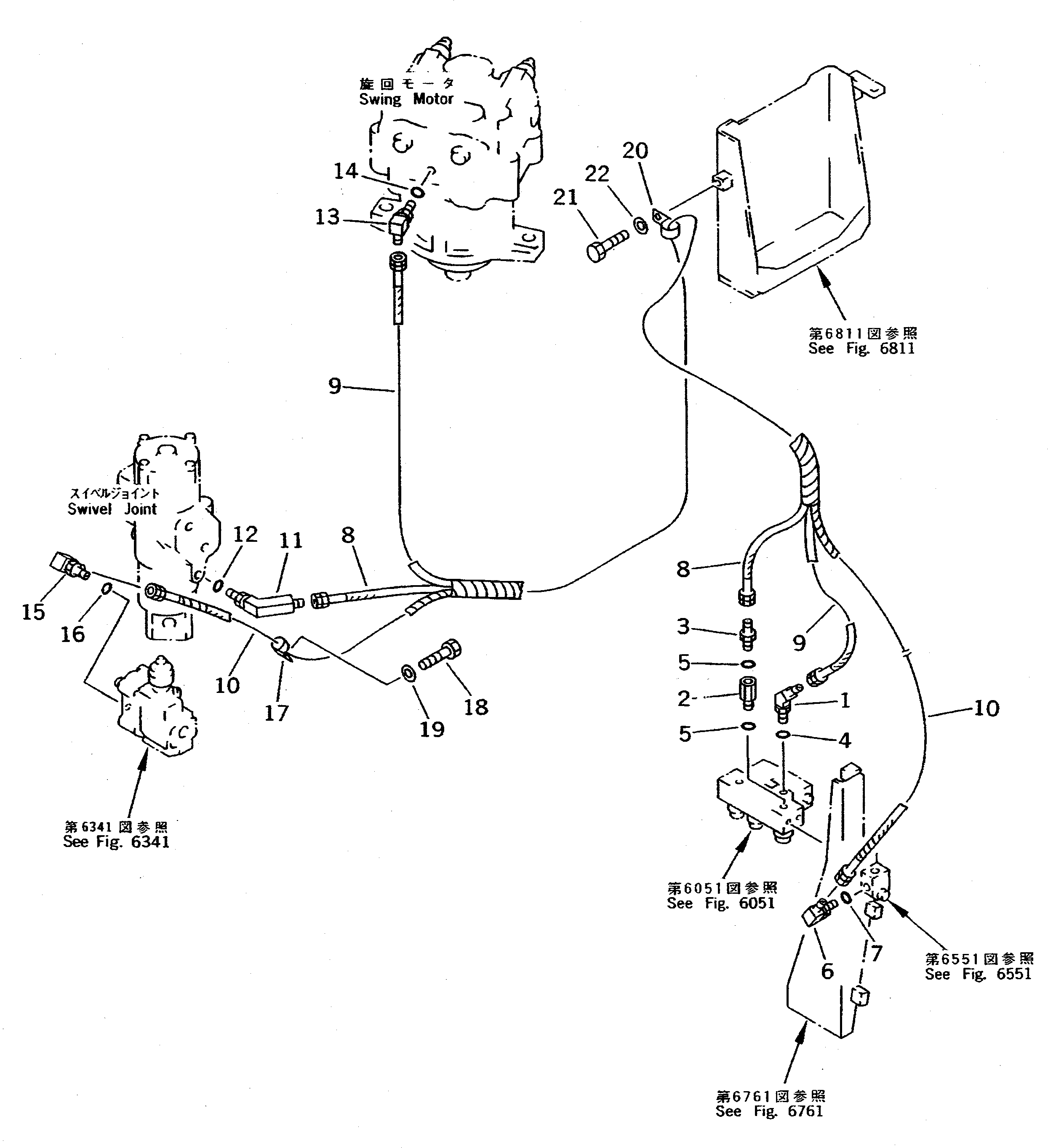 Komatsu parts book diagram for PC310LC-5 S/N 10001-UP: TRAVEL HIGH-LOW VALVE PIPING