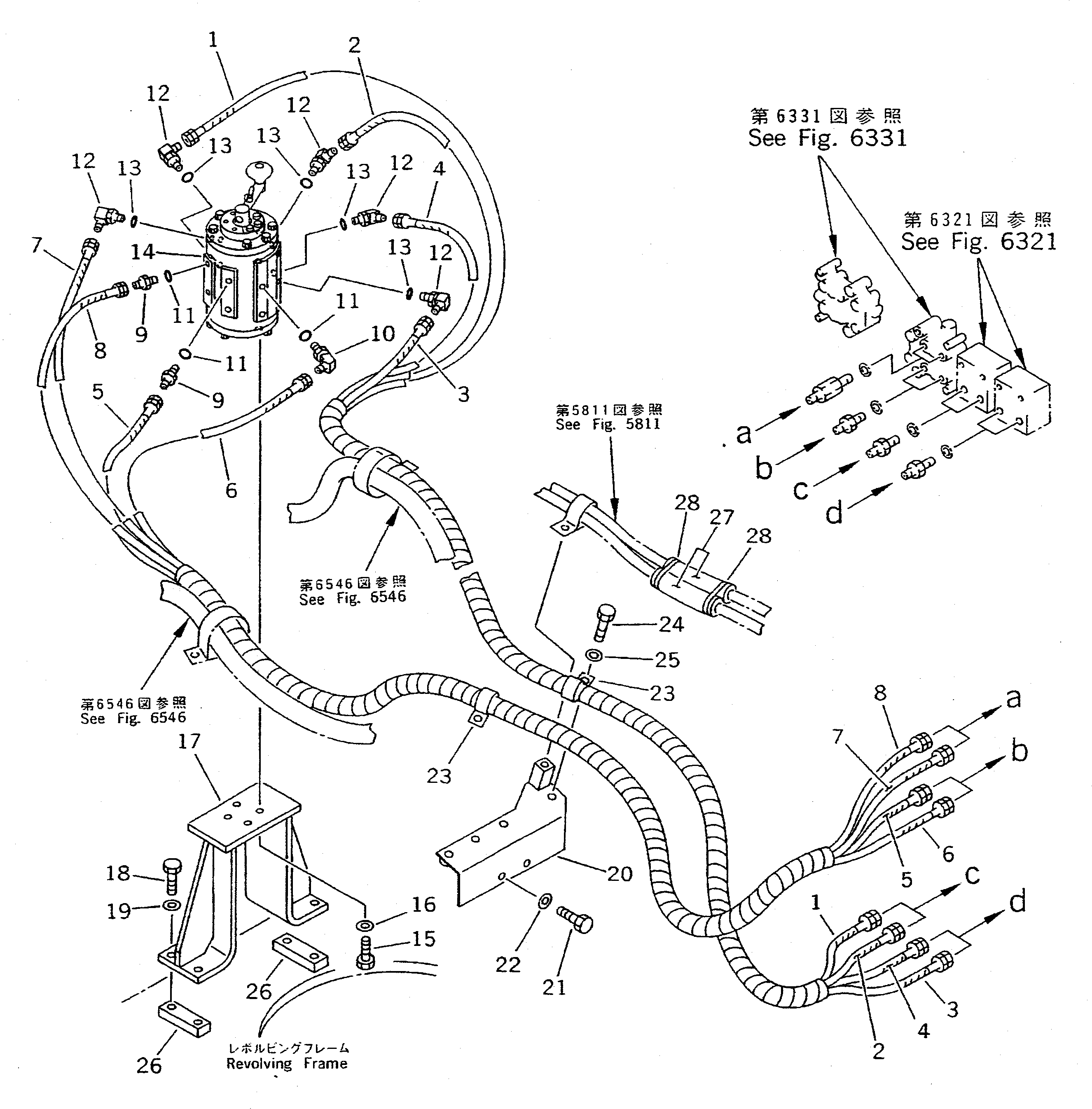 Komatsu parts book diagram for PC310LC-5 S/N 10001-UP: MULTI PATTERN SELECT VALVE PIPING (M.P.S.V. T/F SHUTTLE VALVE)   (FOR WRIST C.)(F/JAPAN)