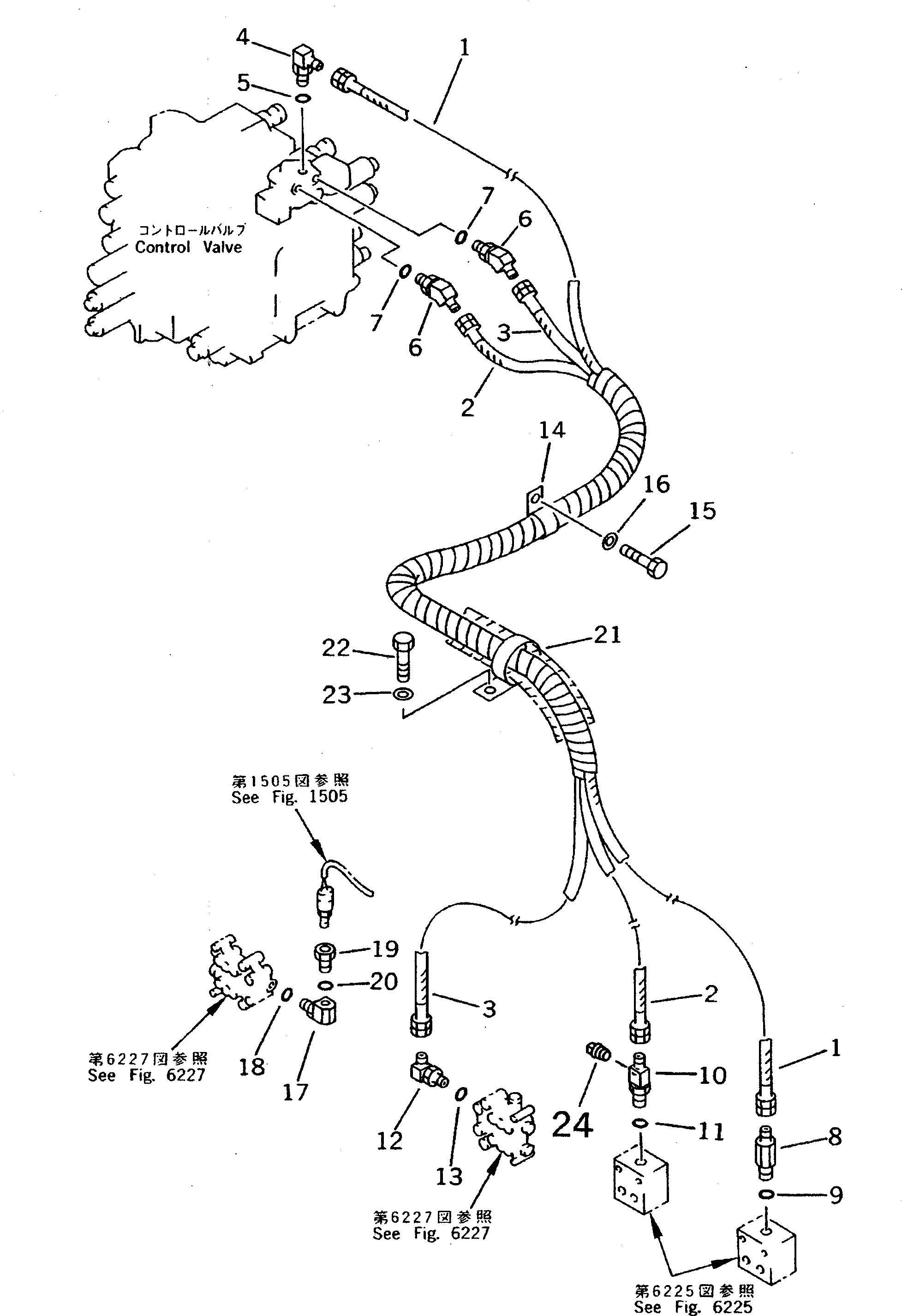 Komatsu parts book diagram for PC310LC-5 S/N 10001-UP: P.P.C. VALVE PIPING (SHUTTLE VALVE TO/FROM TRAVEL SHUTTLE VALVE)