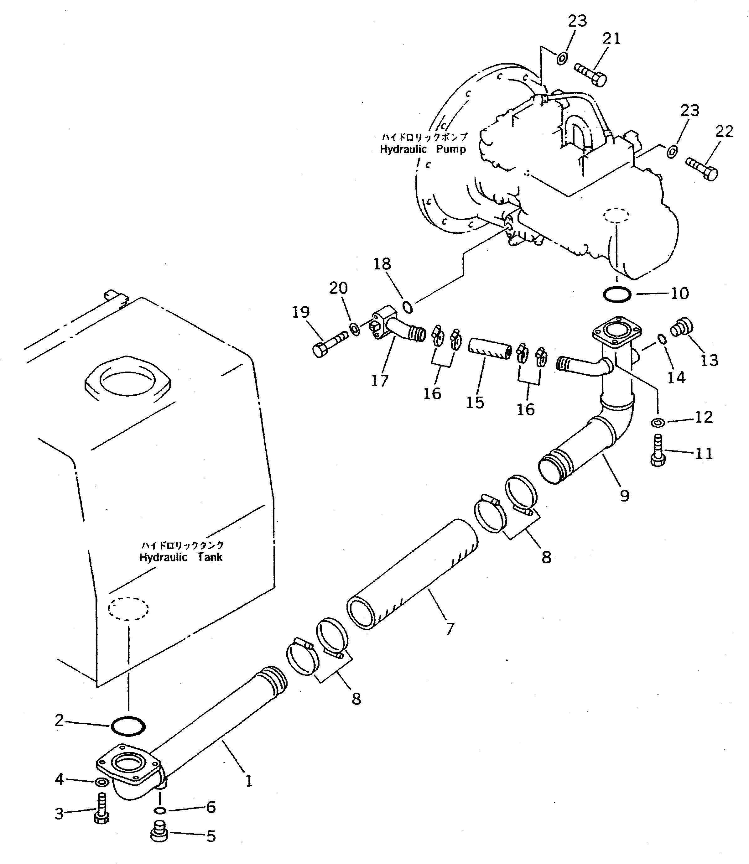 Komatsu parts book diagram for PC310LC-5 S/N 10001-UP: TANK TO PUMP PIPING