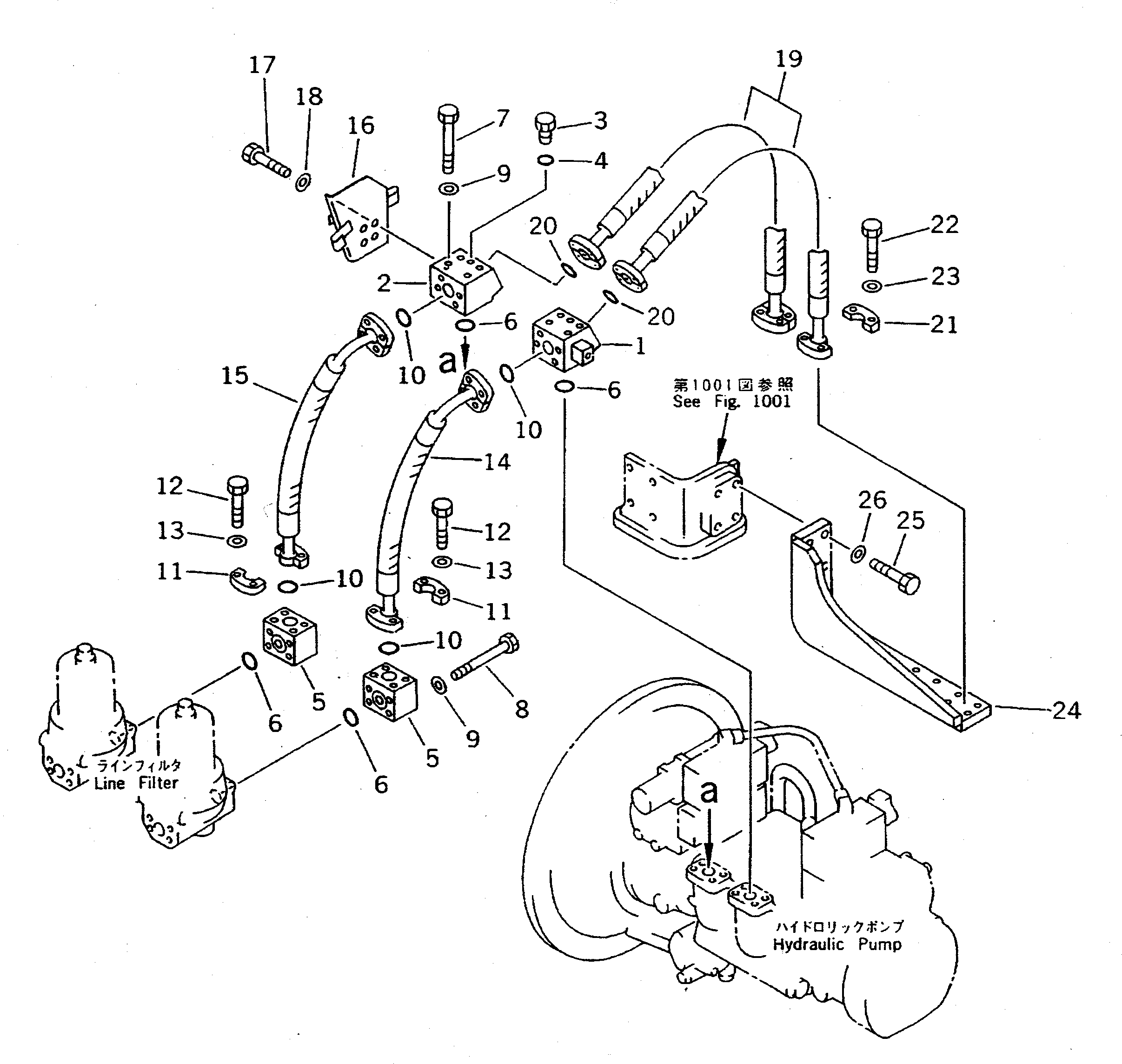 Komatsu parts book diagram for PC310LC-5 S/N 10001-UP: PUMP TO LINE FILTER PIPING