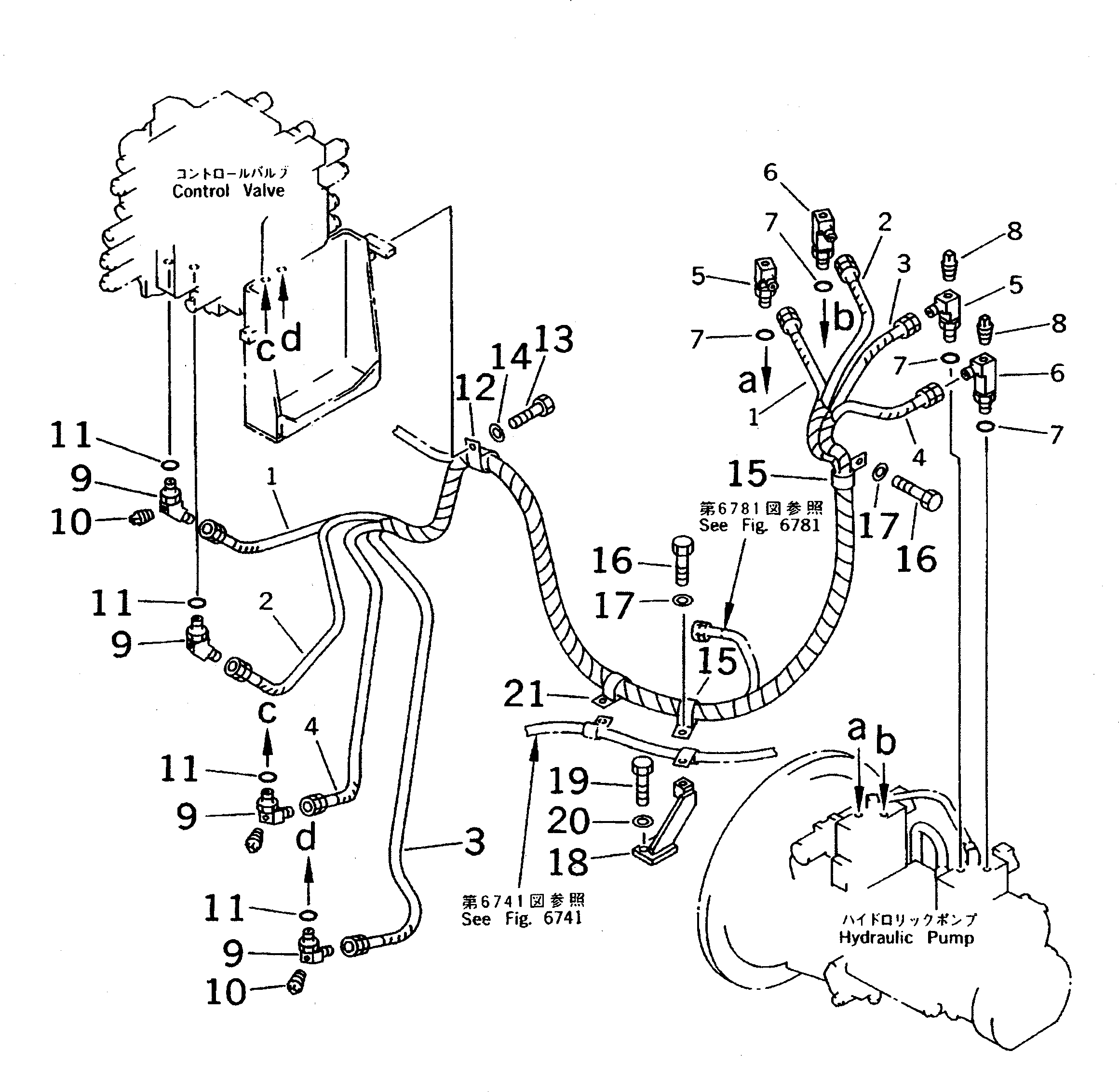 Komatsu parts book diagram for PC310LC-5 S/N 10001-UP: O.L.S.S. PIPING