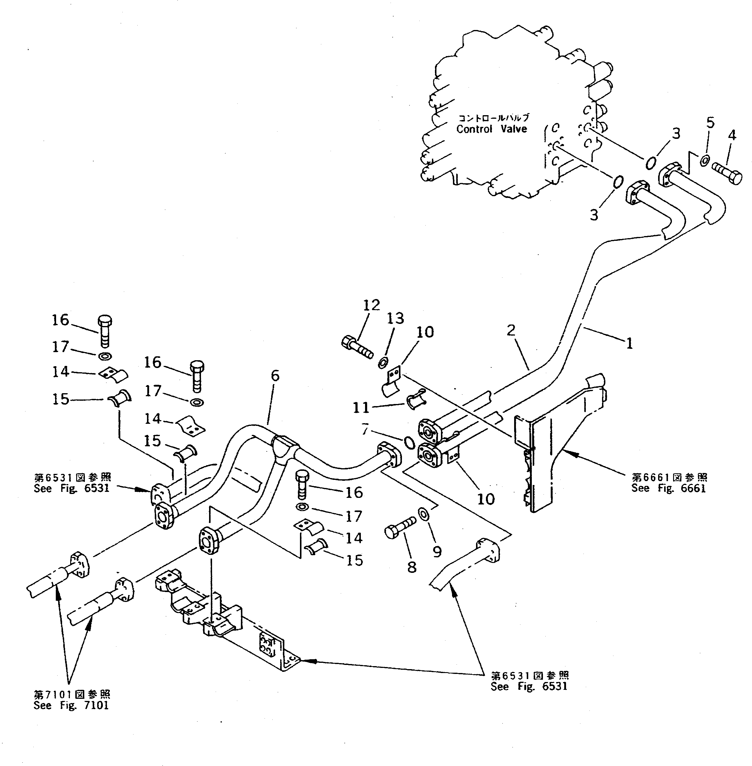 Komatsu parts book diagram for PC310LC-5 S/N 10001-UP: BOOM CYLINDER PIPING (CHASSIS SIDE)
