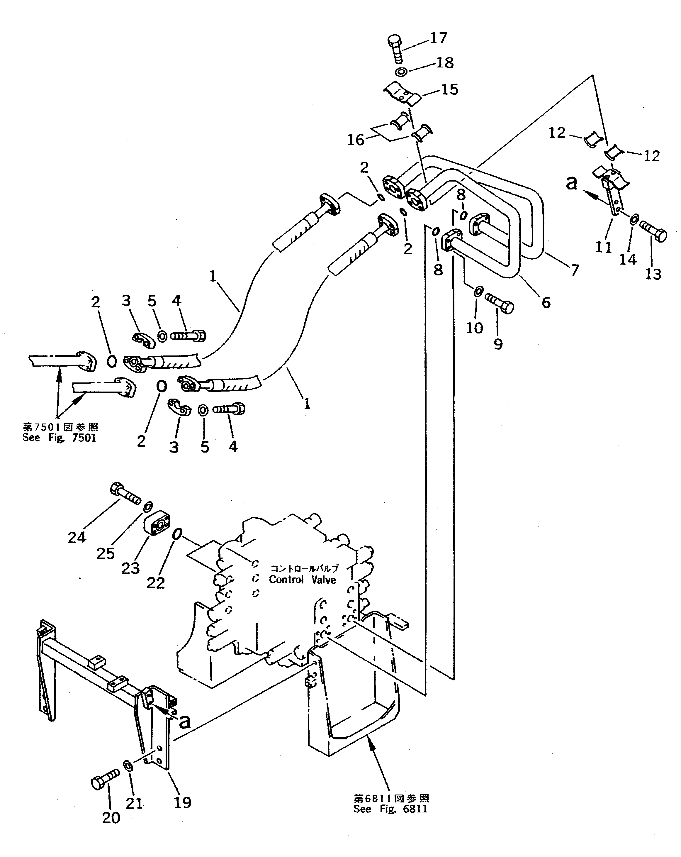 Komatsu parts book diagram for PC310LC-5 S/N 10001-UP: BUCKET CYLINDER PIPING (CHASSIS SIDE)