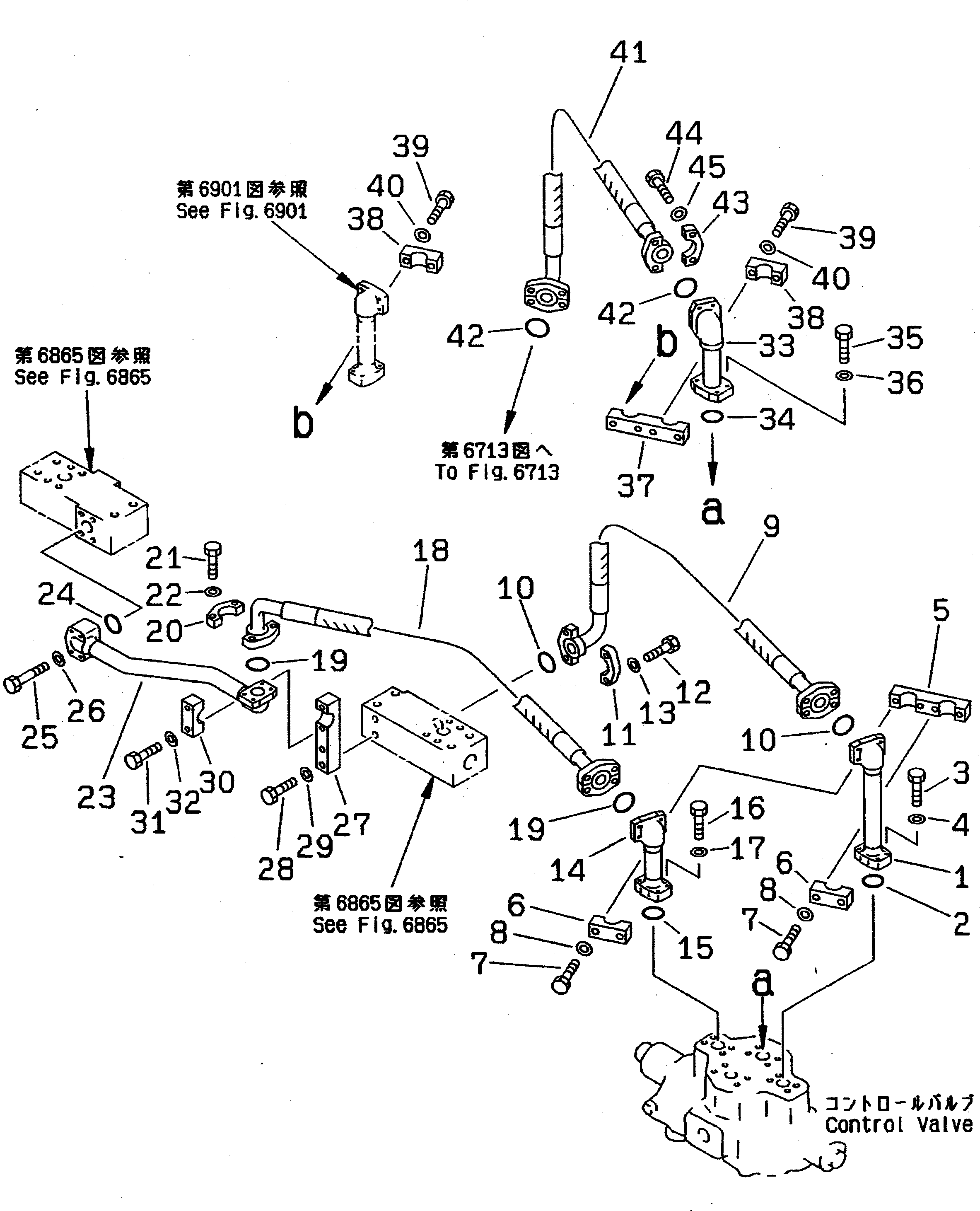 Komatsu parts book diagram for PC310LC-5 S/N 10001-UP: ADDITIONAL PIPING (VALVE TO BLOCK) (FOR 2 PUMPS)