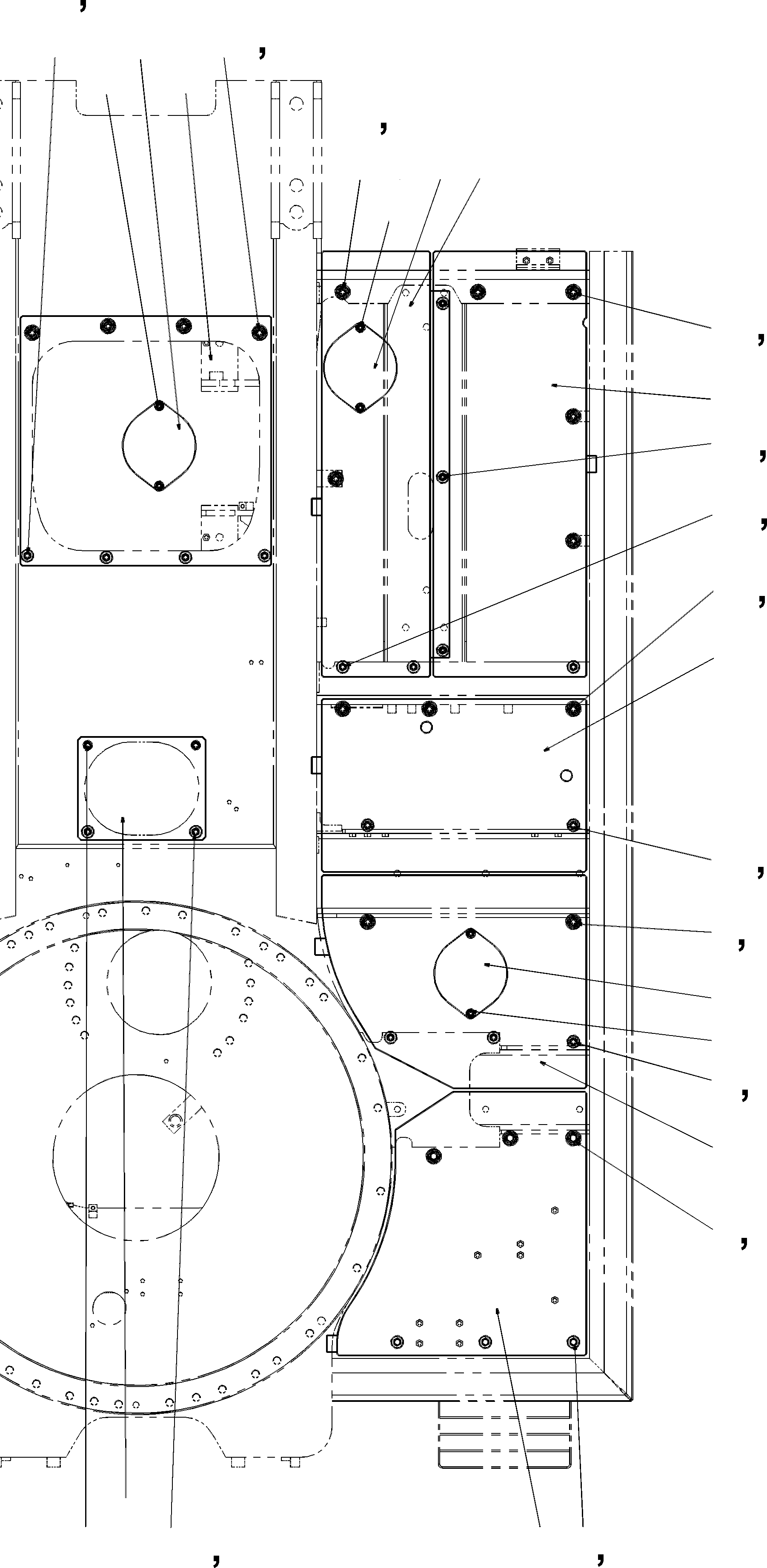 Excavators Komatsu / PC340LCD-7K-E0 HIGH REACH DEMOLITION S/N K45019-UP(pc340hr3) / UNDER COVER (REVOLVING FRAME) (LEFT SIDE AND CENTRE COVER)(240050 : M1810-02A0)